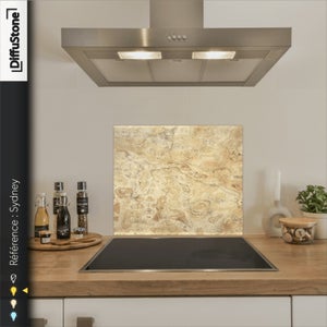 Crédence Cuisine Alu WILLIAMS - Art Déco Beige - Fond De Hotte L60 X H70 Cm Maison Danae 86825024