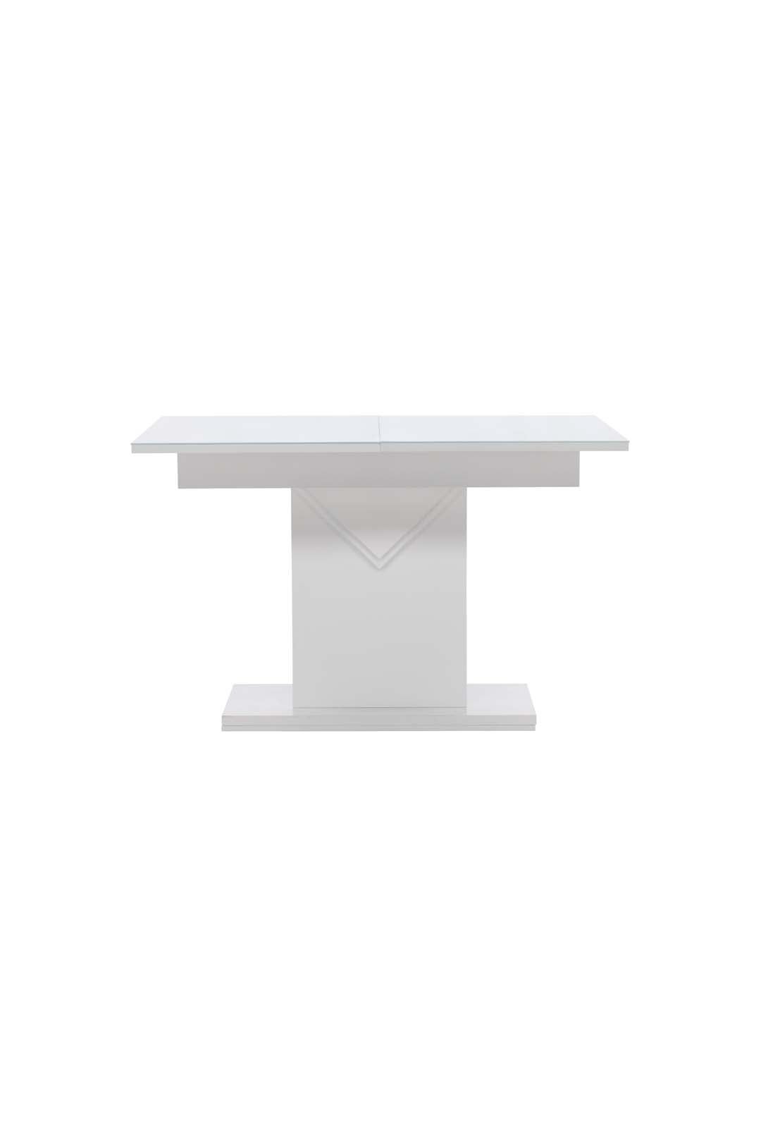 Pluto stół do jadalni 90x120cm, szkło rozkładany z dodatkowe talerze biały.