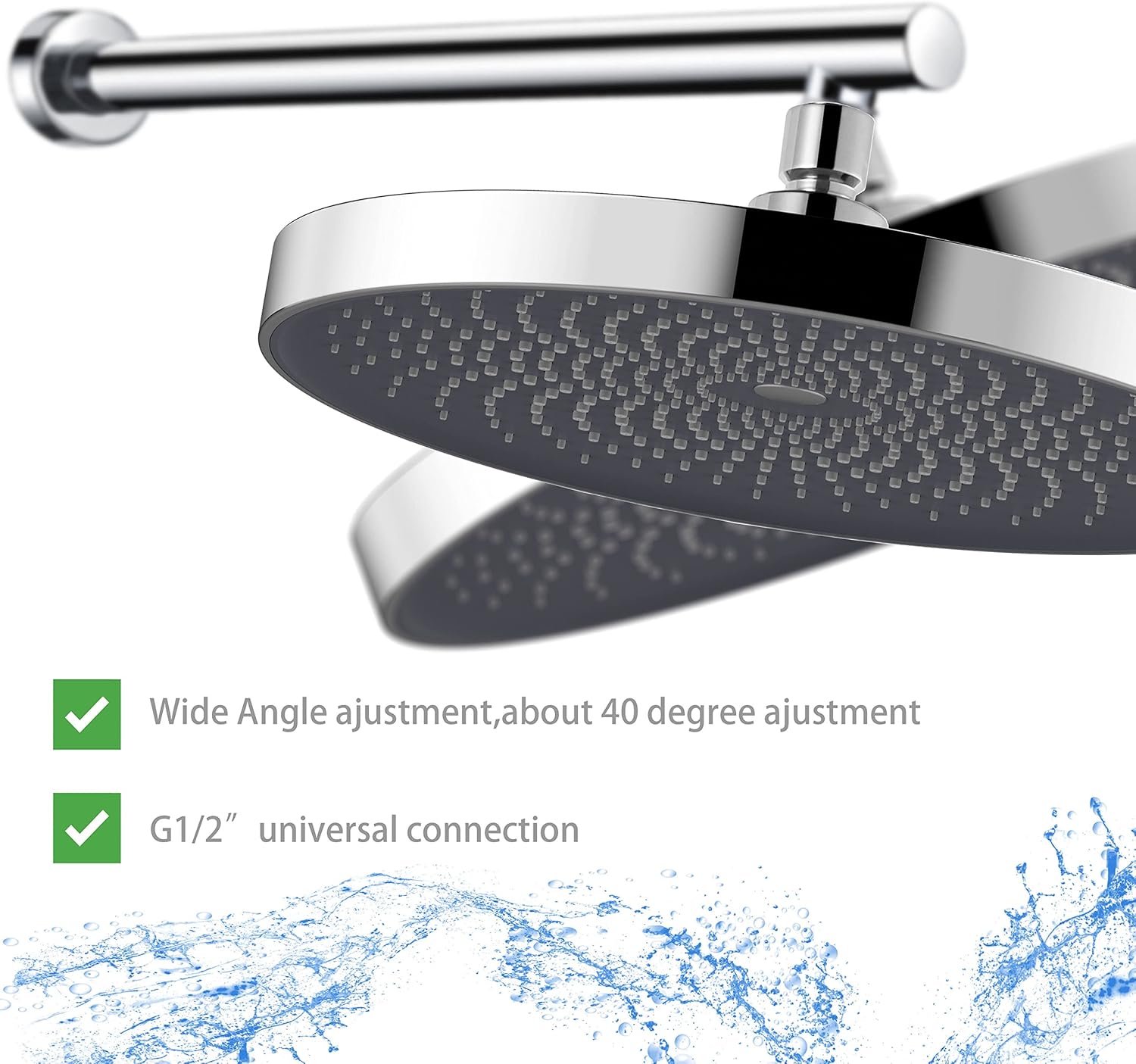Pommeau de douche de qualité supérieure 260 mm. Douche de massage pour spa (chrome) - 2