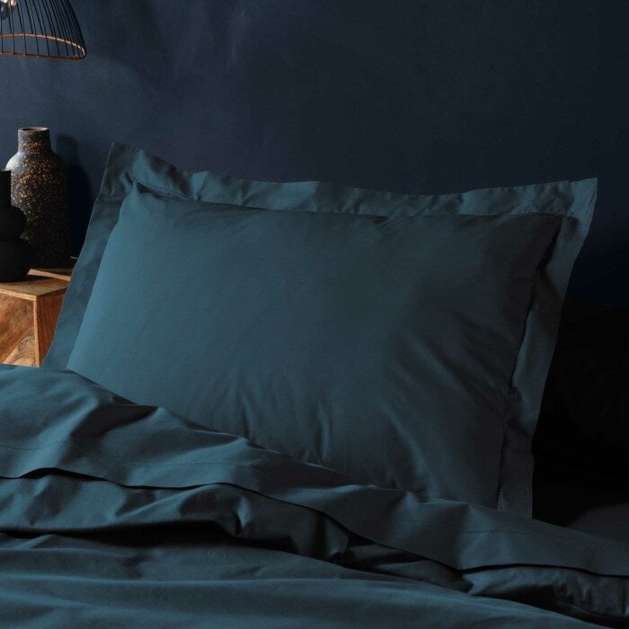 Taie d'oreiller 50 x 70 cm uni 57 fils lina +point bourdon Bleu - 4