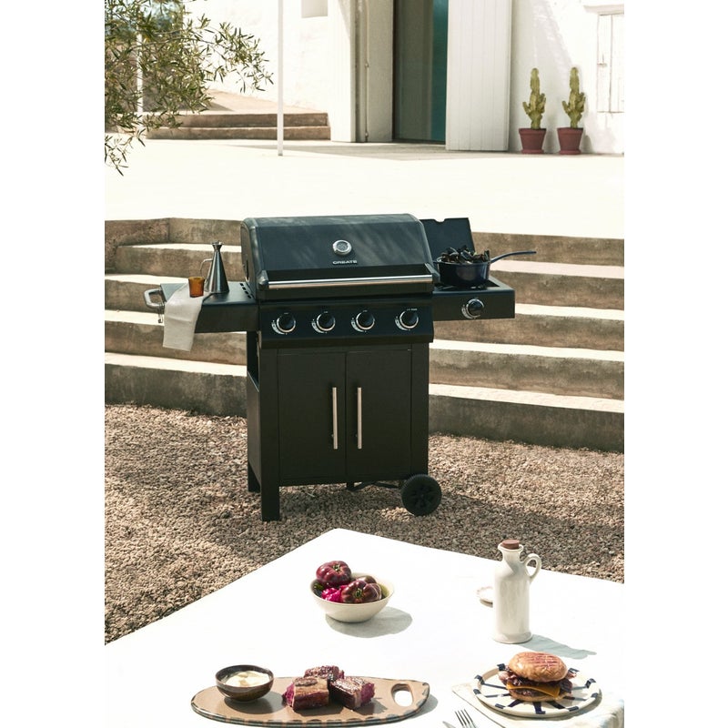 BBQ GAS BURNER PRO - Grill gazowy z palnikiem bocznym i stolikiem pomocniczym