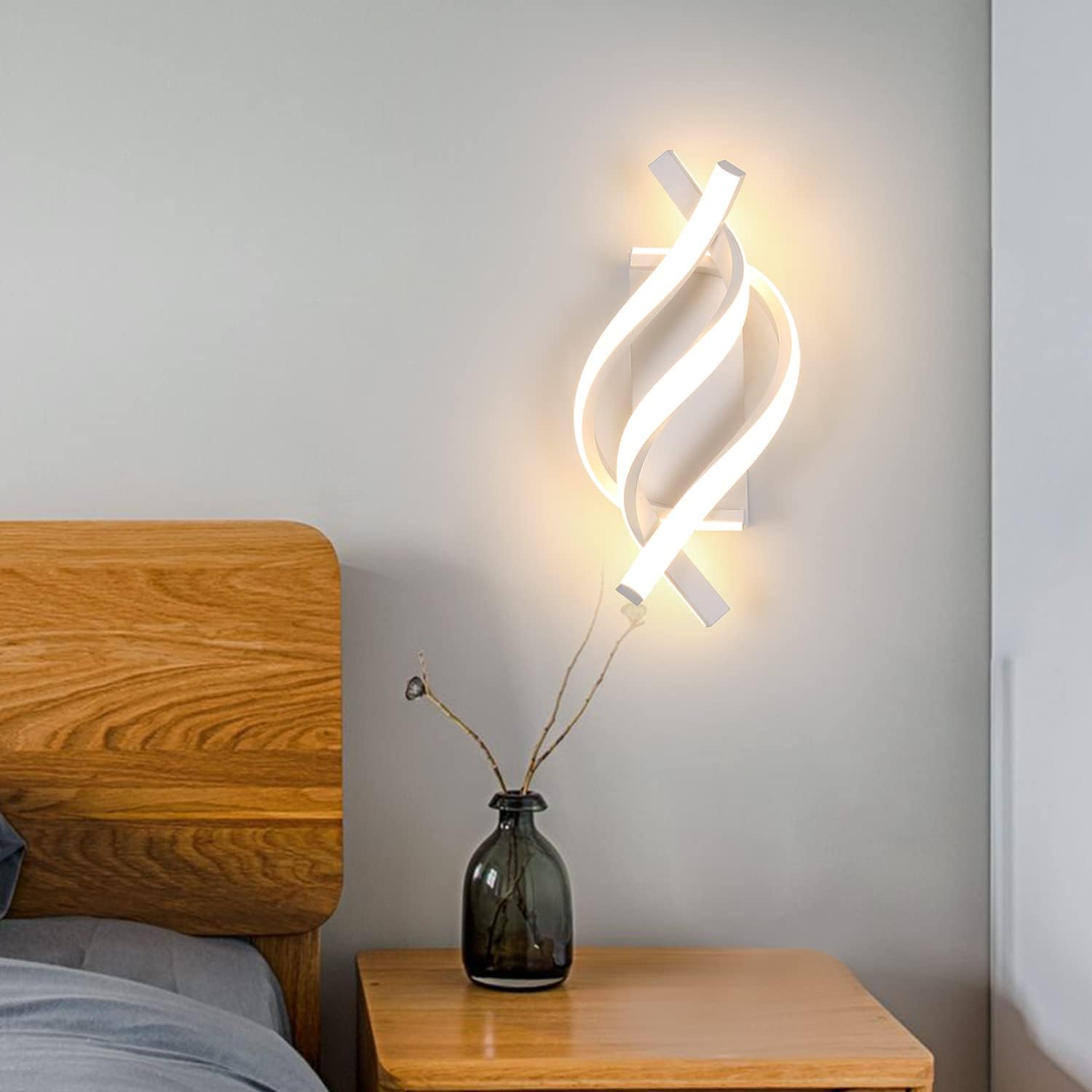 GOECO Applique Murale LED Moderne, Lumière Douce 3000K, Élégant Luminaire Acrylique 1280LM pour Salon, Chambre, Hall, Escalier - Blanc Chaud - 3
