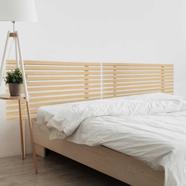 DHOME Cabecero de Madera reciclada DM Estilo Japones Dual Dividido en 2 Piezas con Patas Herrajes incluidos (220cm, Madera Natural)