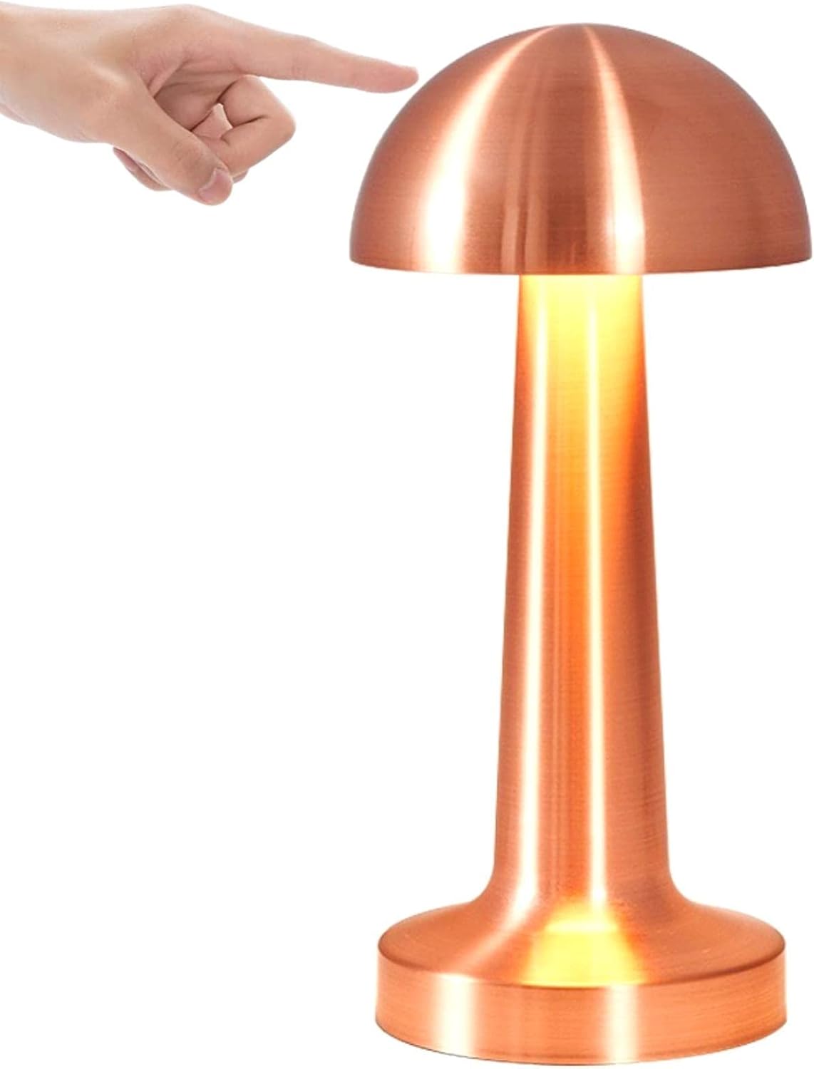 Lampka nocna dotykowa, bezprzewodowa ładowalna lampka LED, zasilana baterią, z 3 poziomami jasności (różowe złoto)