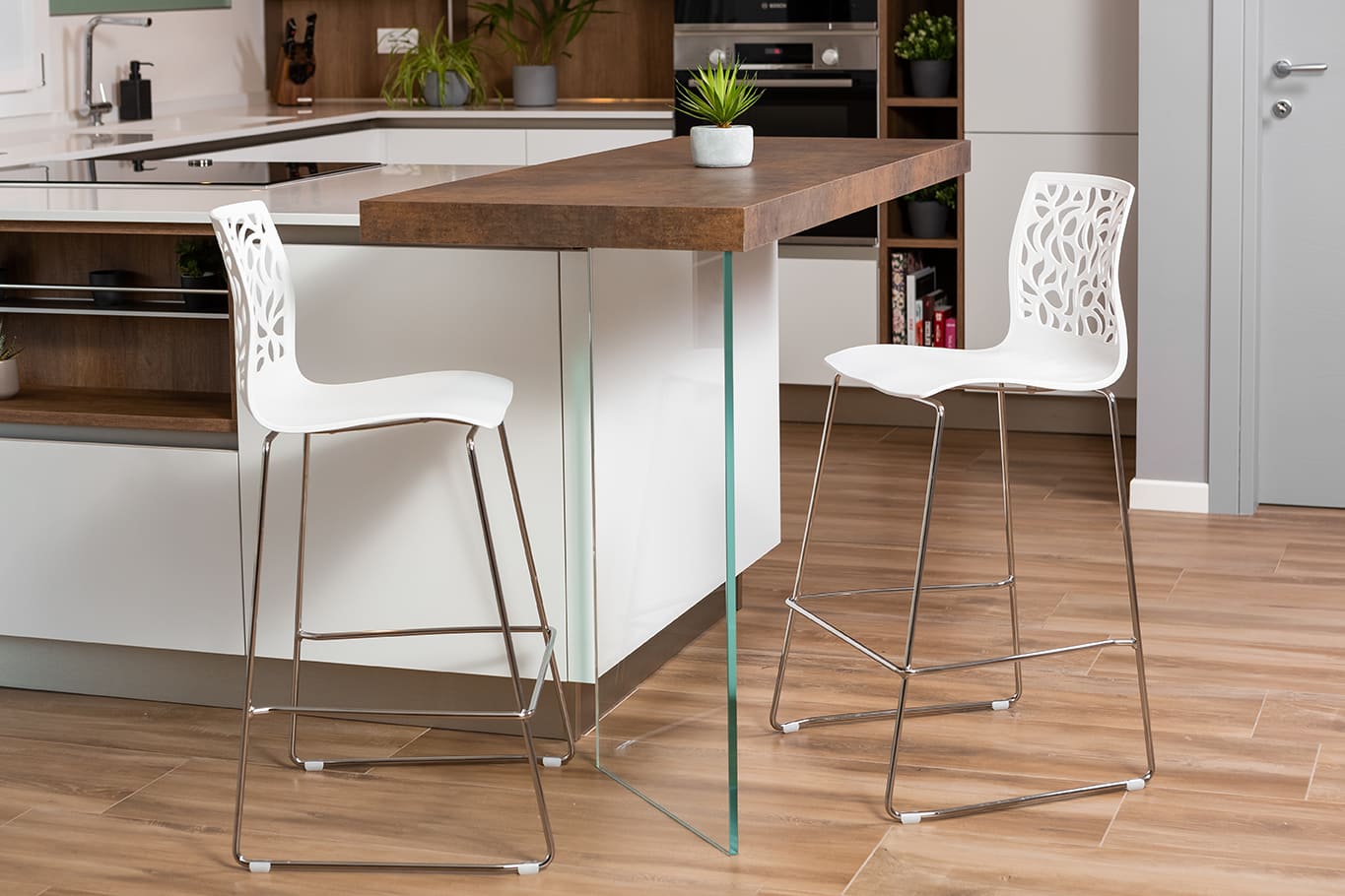 Sgabello da cucina (altezza seduta: 65 cm) Anna XL Bianco con - Main Image