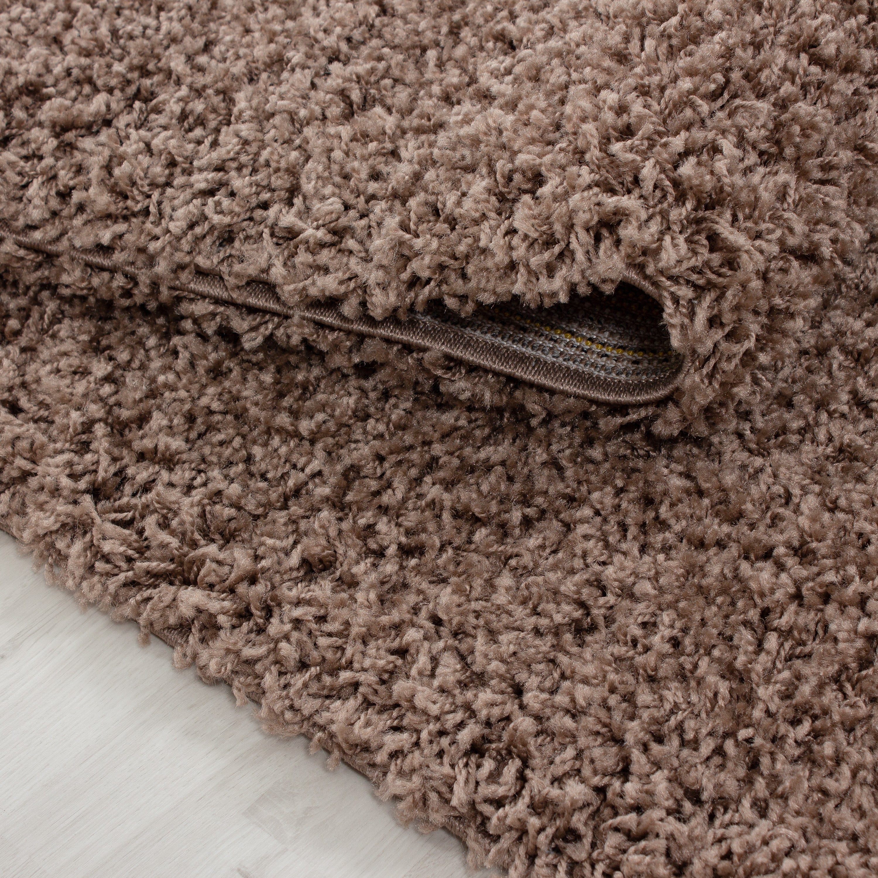 SHAGGY - Tapis Uni Rond - Café 160 x 160 cm - 4