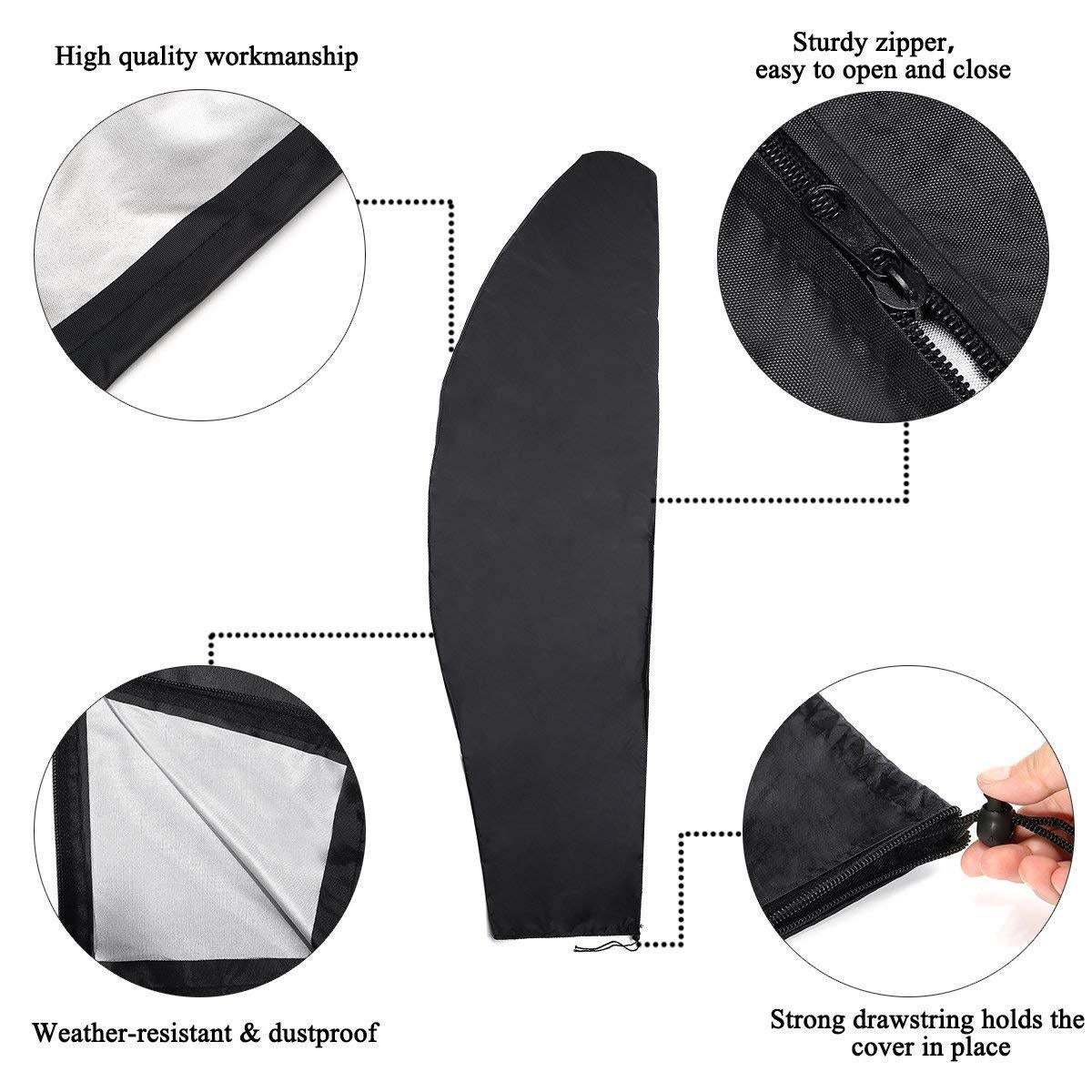 Housse de parasol déporté 3x3, toile de parasol déporté imperméable, tissu Oxford 420D, résistant aux UV, dimensions : 265x40x70x50 cm, noir. - 5