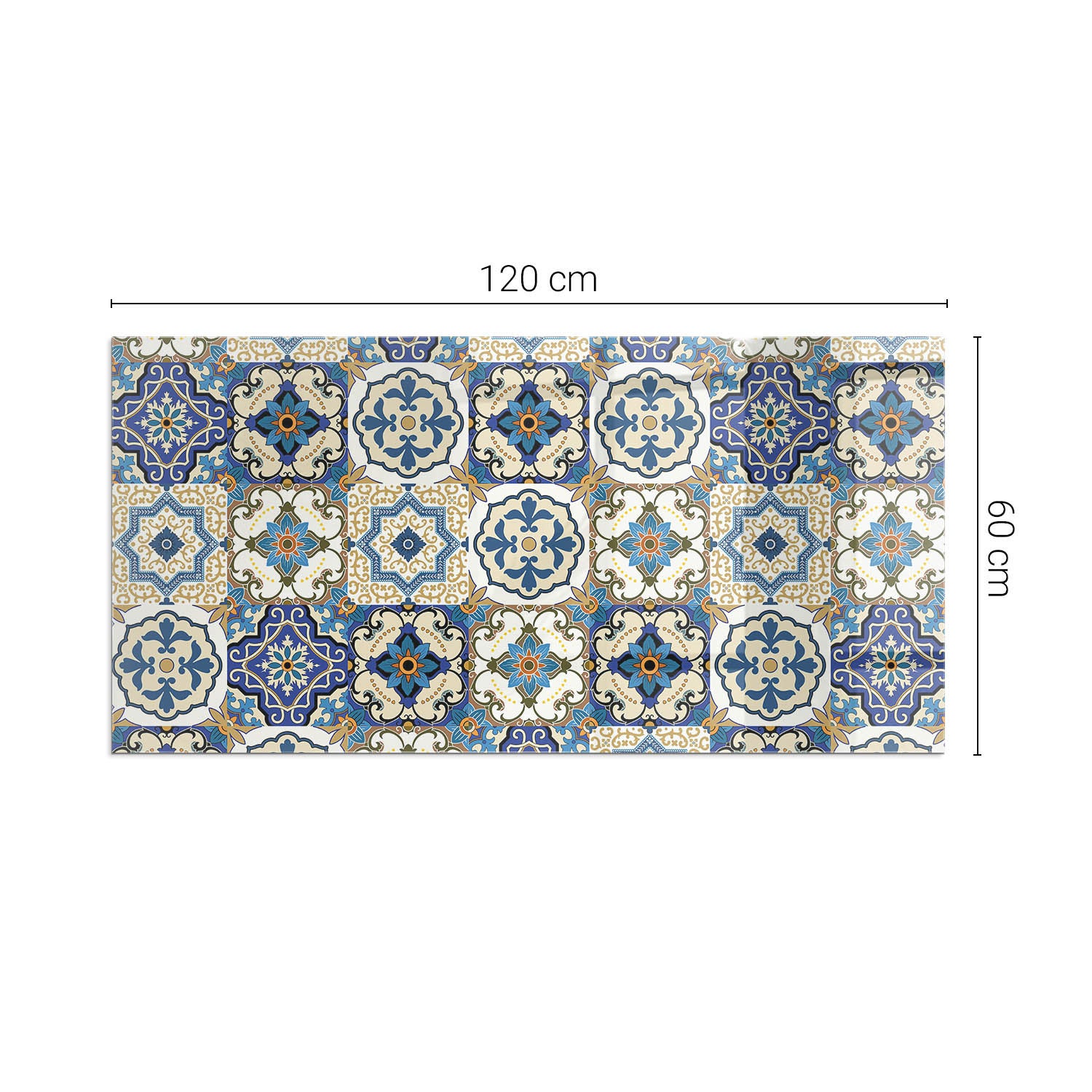 Szkło ochronne żaroodporne pod kominek - 120x60 cm - Wzór mozaiki z kwiatami - TULUP - 2