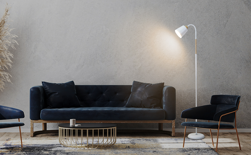 Lampadaire LED Anten, blanc Abat-jour trapézoïdal Classique moderne Orientable sur 360°, hauteur 159 cm (ampoule non incluse) - 8