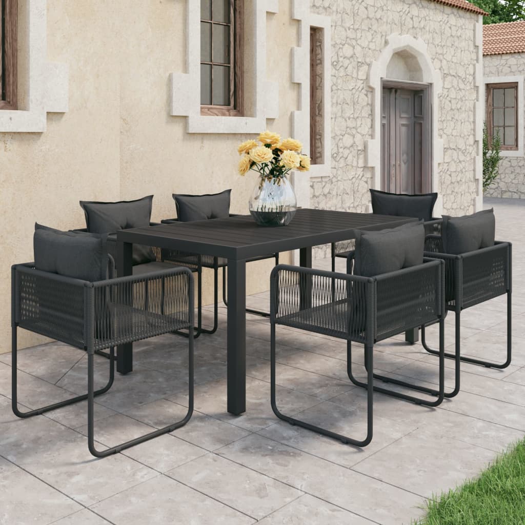 7-częściowy zestaw mebli ogrodowych rattan PVC, czarny vidaXL
