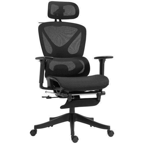 DEVAISE Sedia da Ufficio Ergonomica, Supporto Lombare e Braccioli Regolabile, Inclinazione a 3 Posizioni, Poggiatesta Regolabile in 3D-Altezza, per Ufficio e Home Office Max 136kg, Nero
