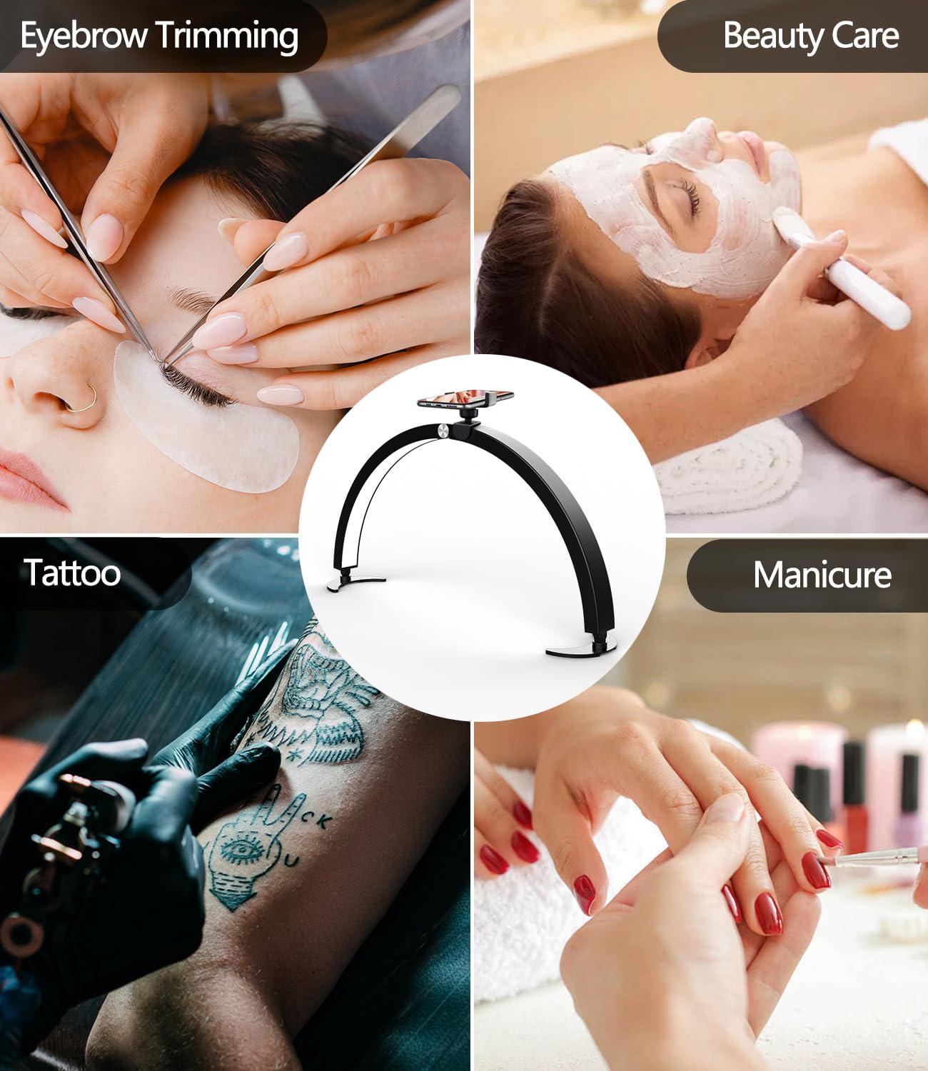 Luz da lua para mesa de unhas com suporte de telefone, lâmpada de tecnologia de unhas de 29 polegadas, lâmpada de mesa de unhas com controlador de fio - 6