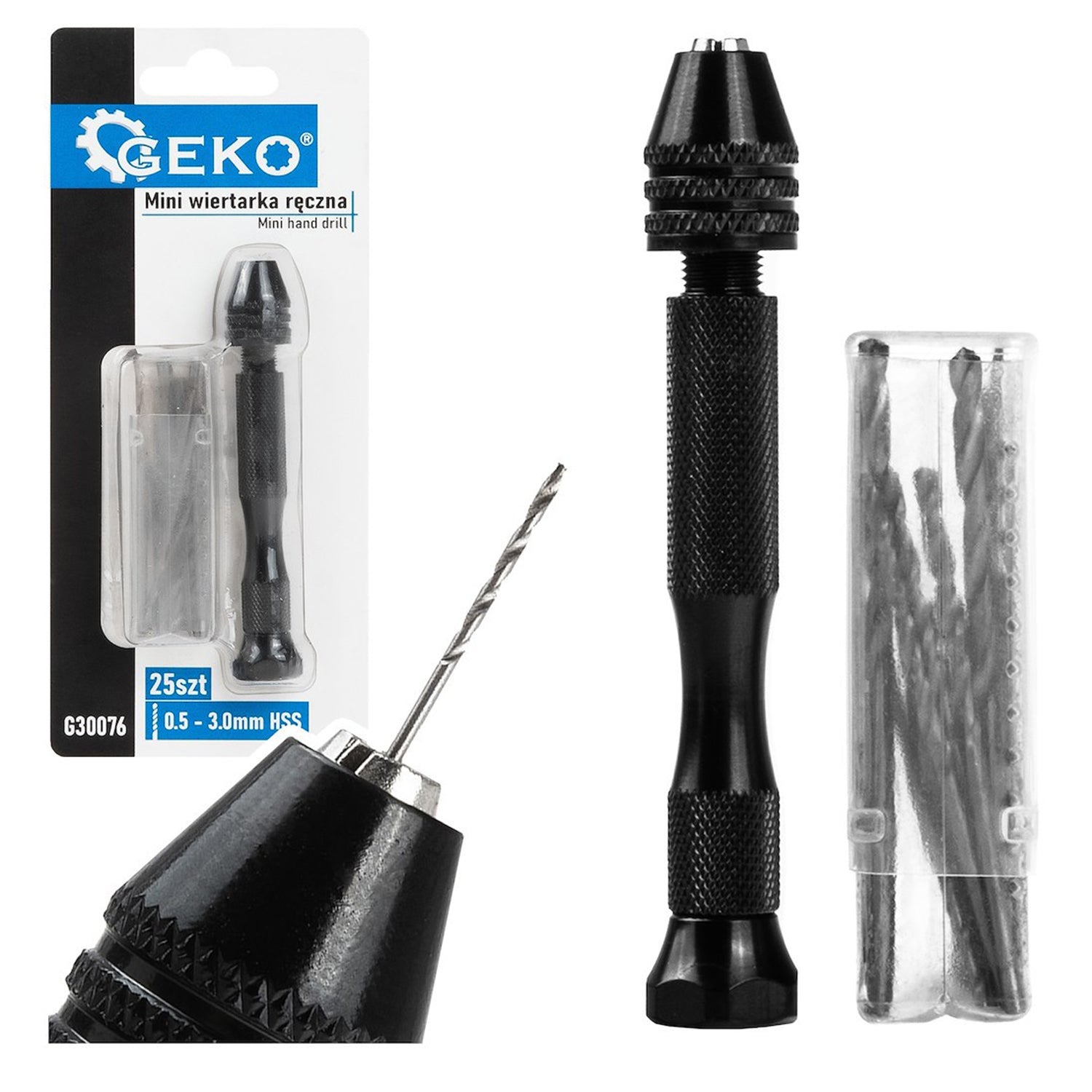 Mini bormasina manuala de precizie cu set burghie HSS 25 bucati 25buc