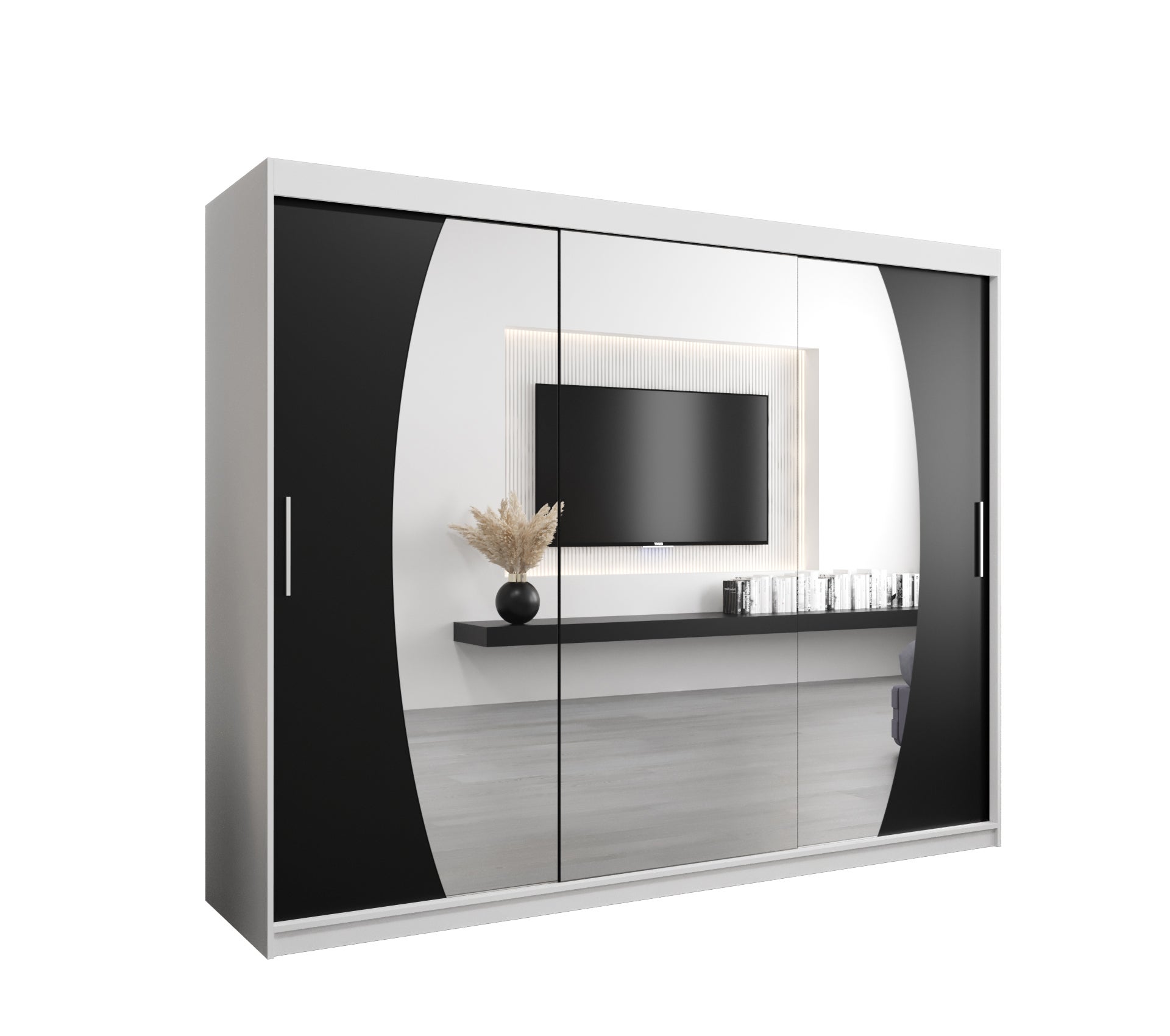 Szafa przesuwna garderoba ELYPSE 250 x 62 x 200 cm Biały + Czarny - Abiks Meble