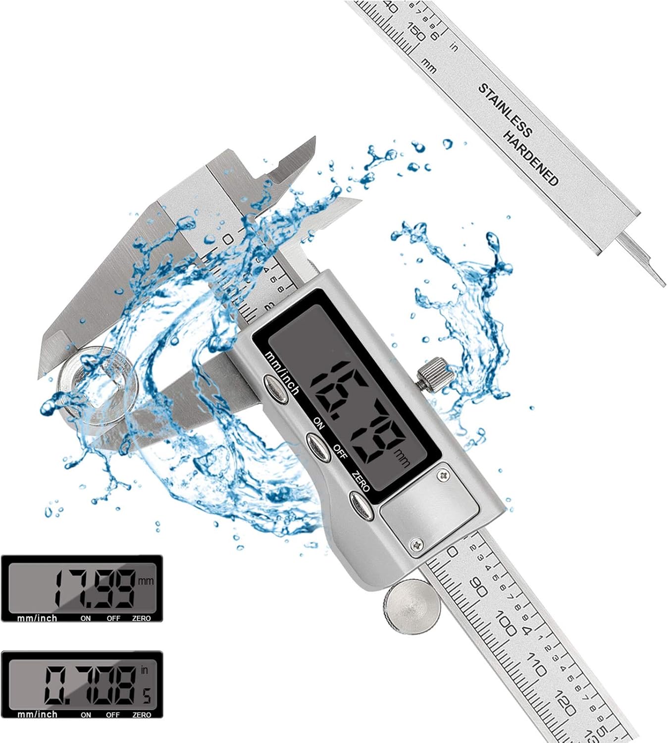 Pied à Coulisse 150 Mm Acier Inoxydable Haute Précision 0,02 Mm – Mesure Intérieure, Extérieure, Profondeur
