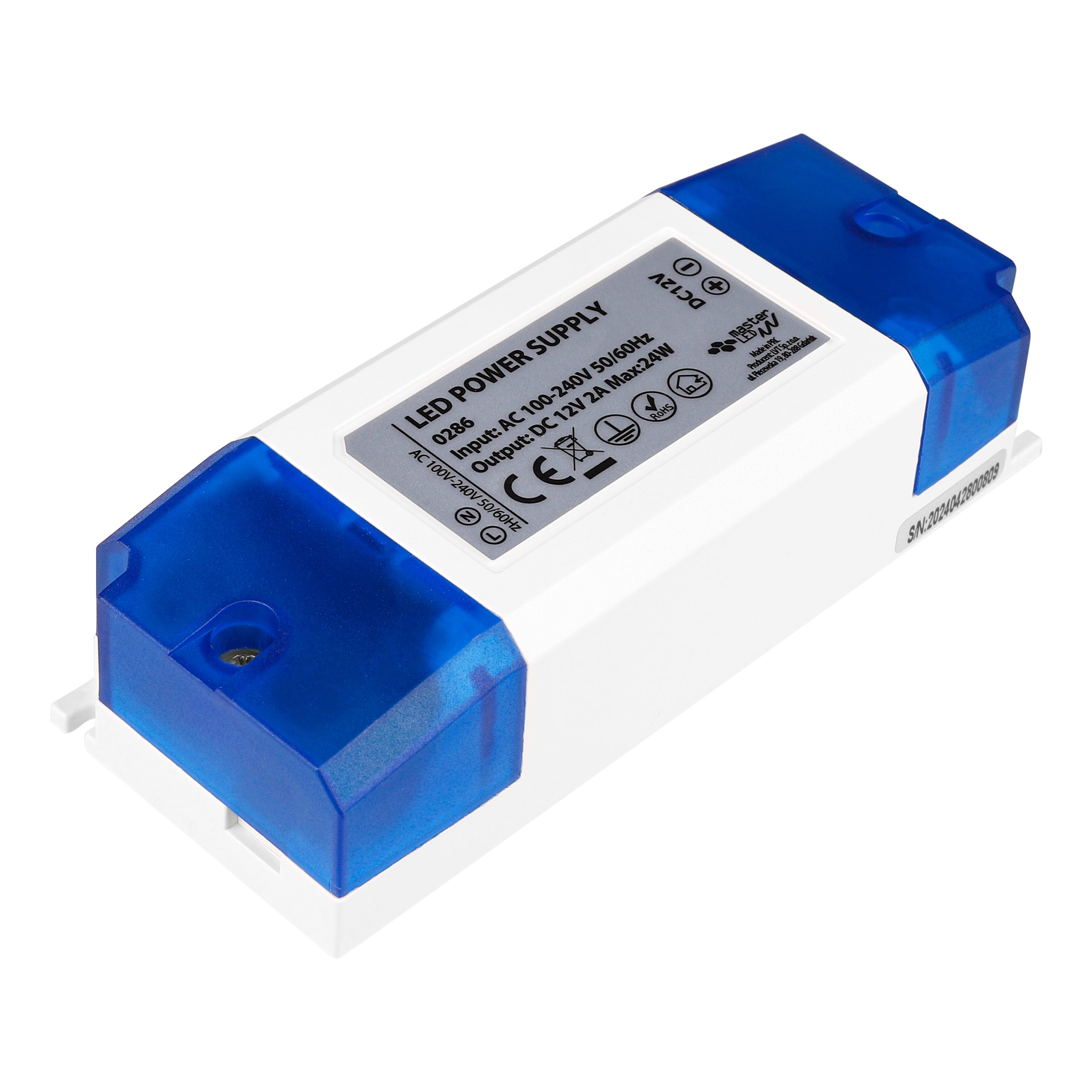Zasilacz LED meblowy 12V 24W 2A IP20 115x44x28mm kompaktowy MasterLED