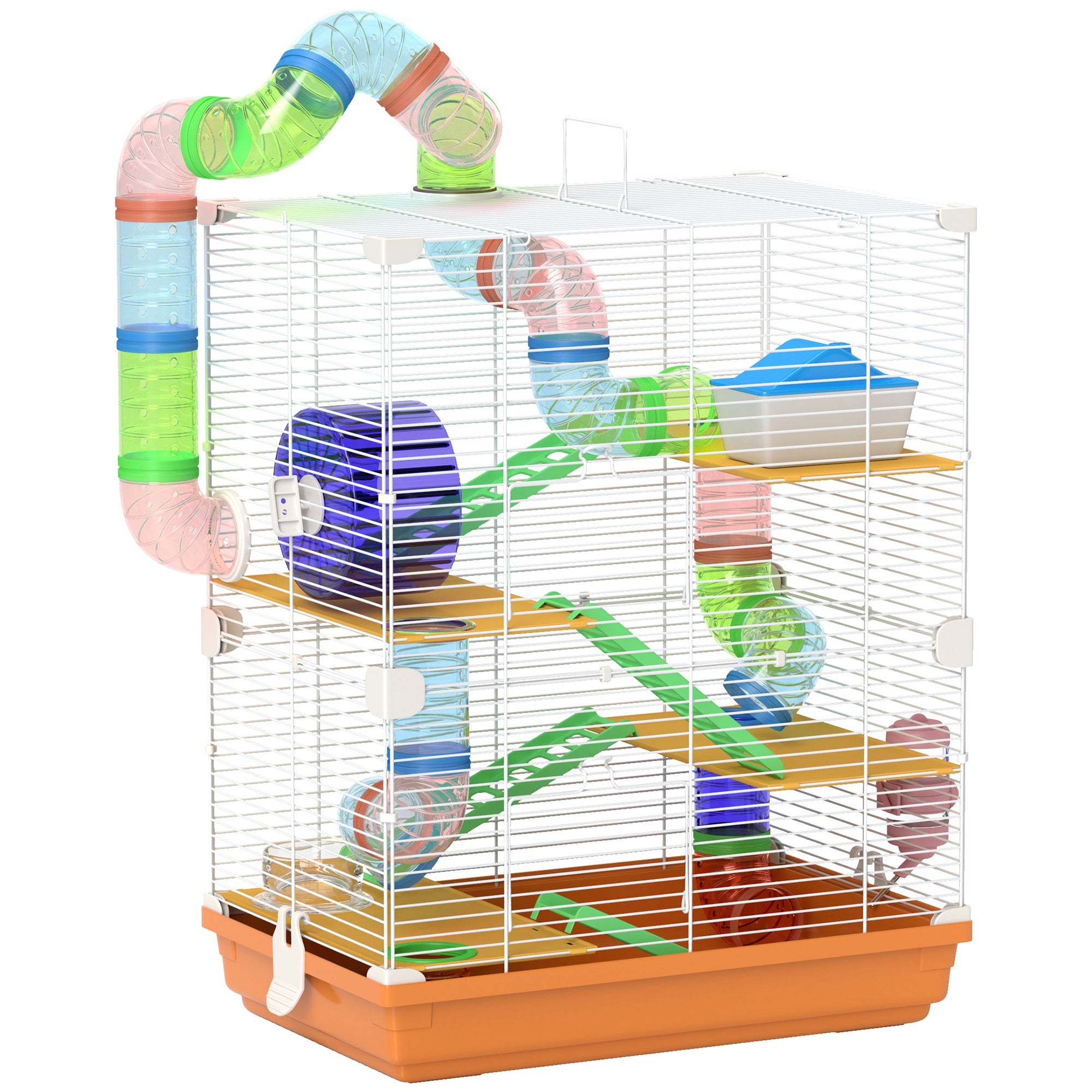 Cage de transport à 5 niveaux pour hamster avec roue d'exercice et ...