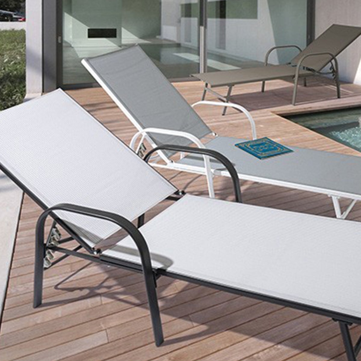 Chaise longue de jardin inclinable blanche Bizzotto Arent - 2