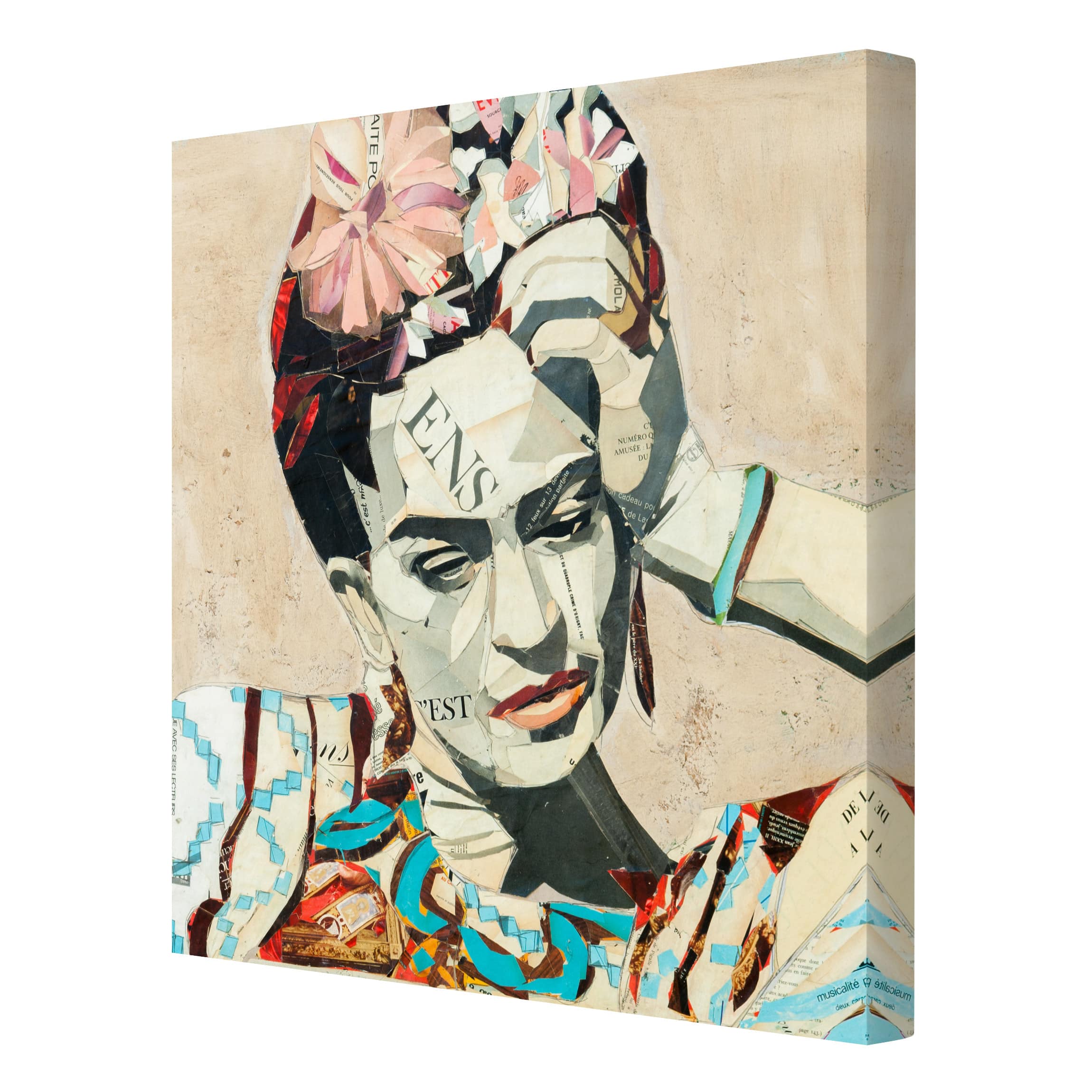 Impression sur toile tableau sur toile châssis beige Frida Kahlo personnes femme portrait 255 chambre à coucher salon couloir 40 x 40 cm - 6