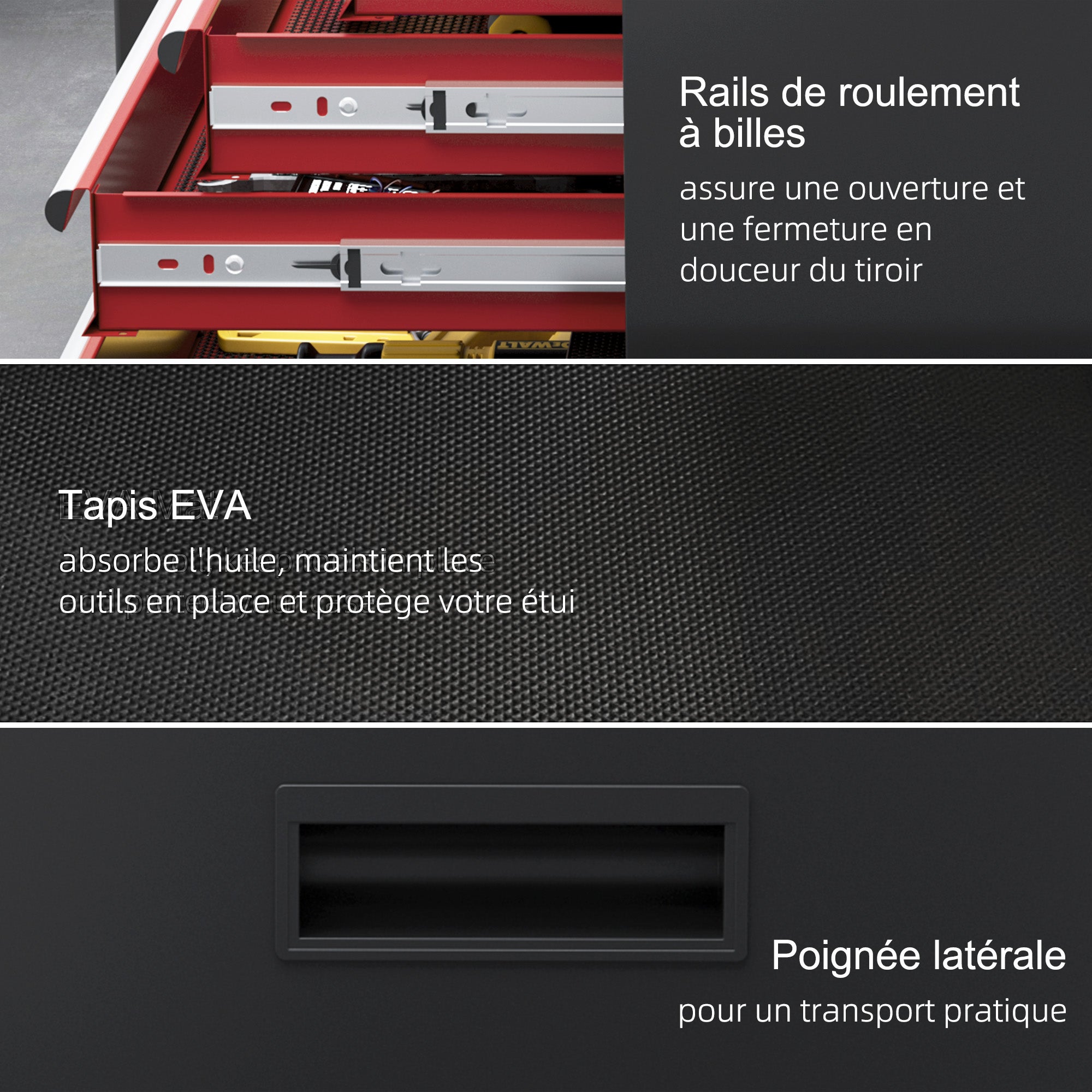 Armoire à outils sur roulettes Acier HOMCOM - 7