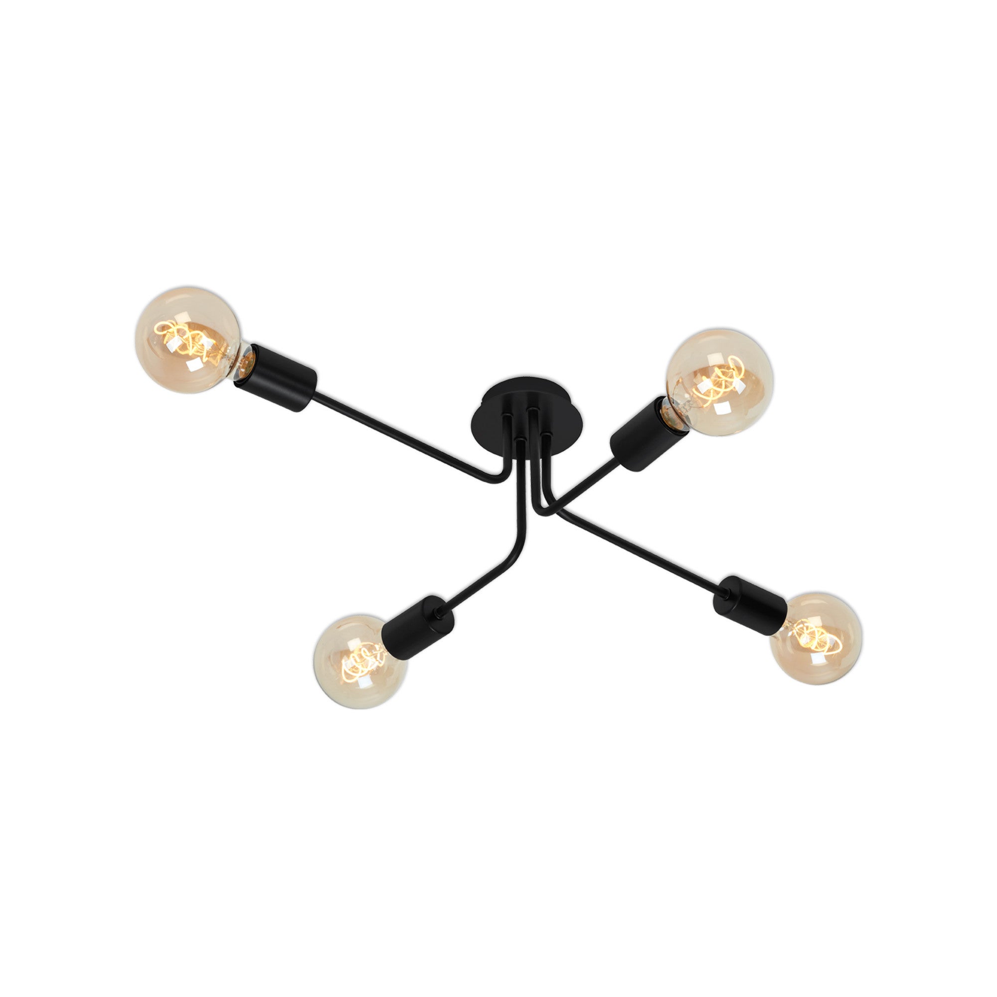 Plafonnier rétro Spot BRILONER LEUCHTEN KUGLO, 60 W, IP20, noir, métal, excl. 4x E27, 66 x 44,5 x 18,5 cm - 5