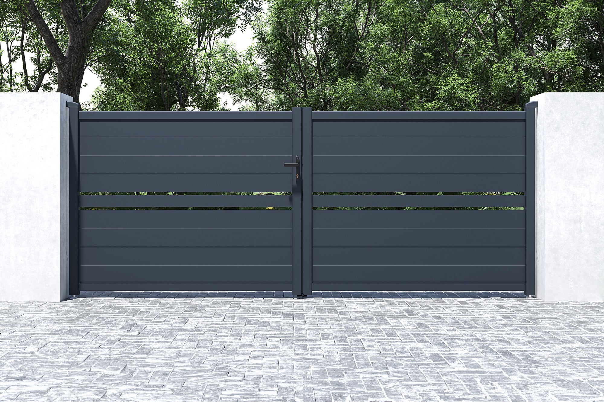 Portail battant 4m CIMONE H.160 aluminium gris - 6