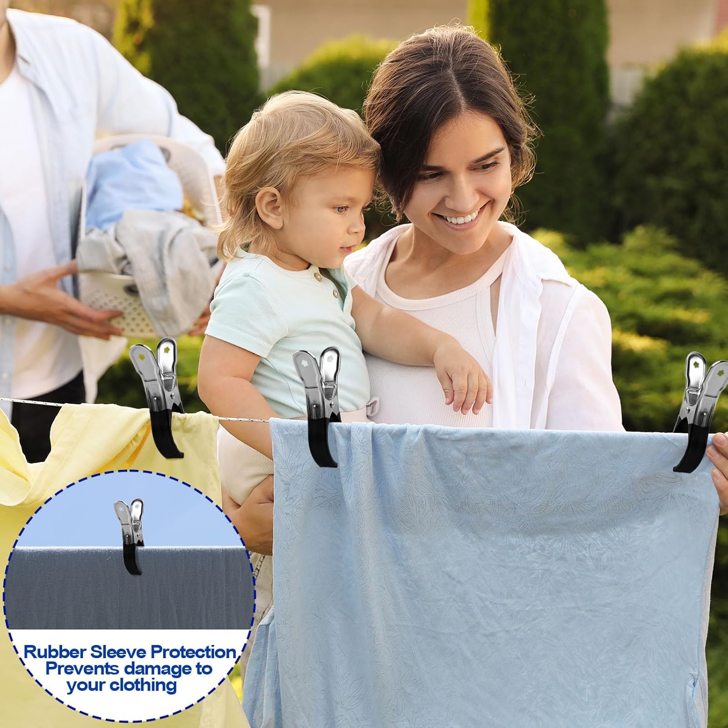 6 Pièces Pince A Linge INOX, Grosse Pince à Linge Pince Serviette Plage, Pince A Linge