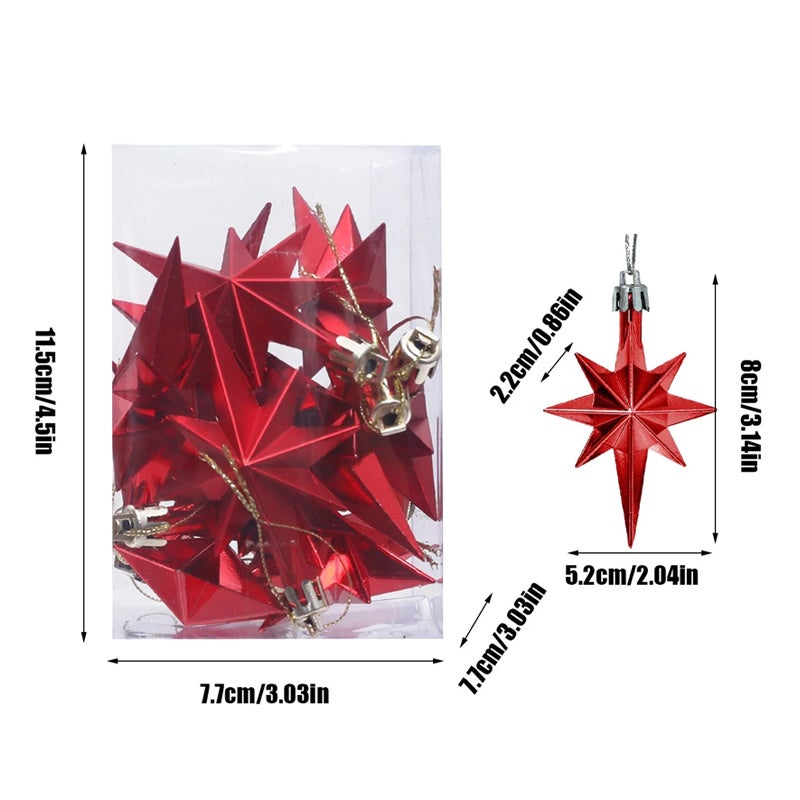 12 decorazioni natalizie galvanizzate da 8 cm - Stella a 8 punte per albero e location - 3