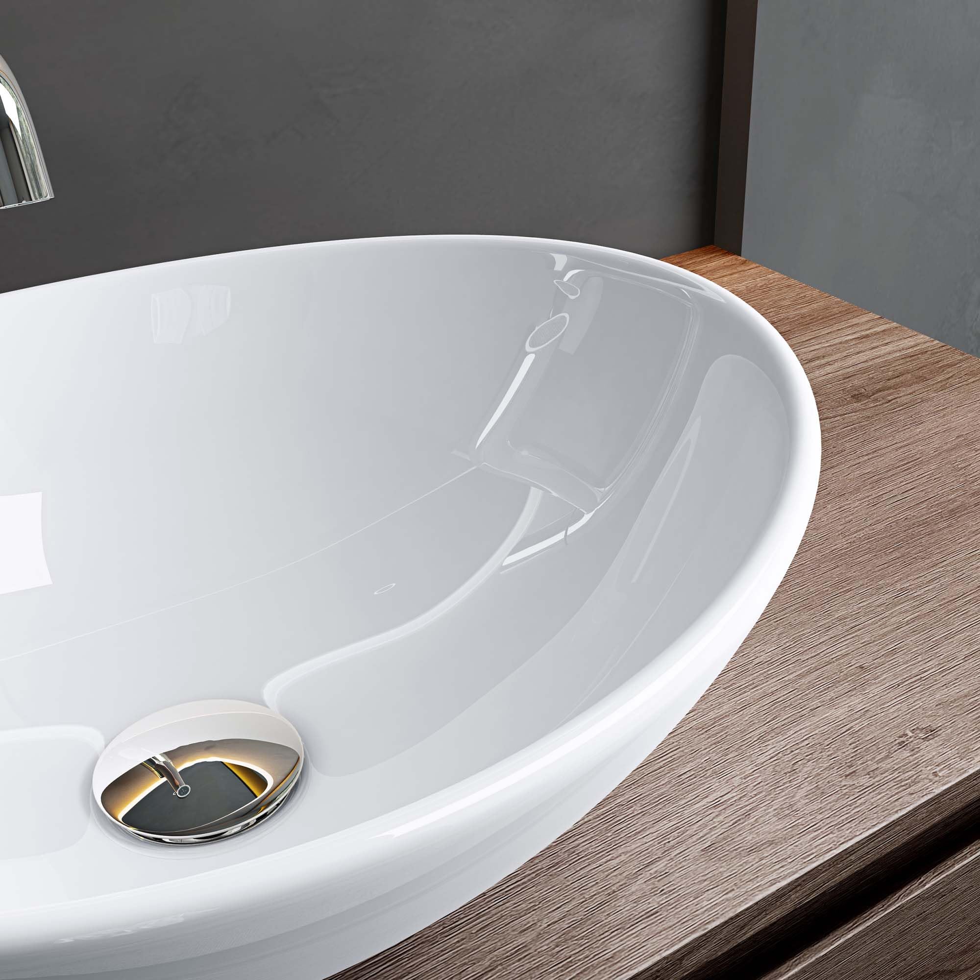 Mai & Mai lave main évier vasque 42x34x14.5 cm en céramique blanc ovale sans perçage pour robinet lavabo sans trop-plein à poser BR205 - 6