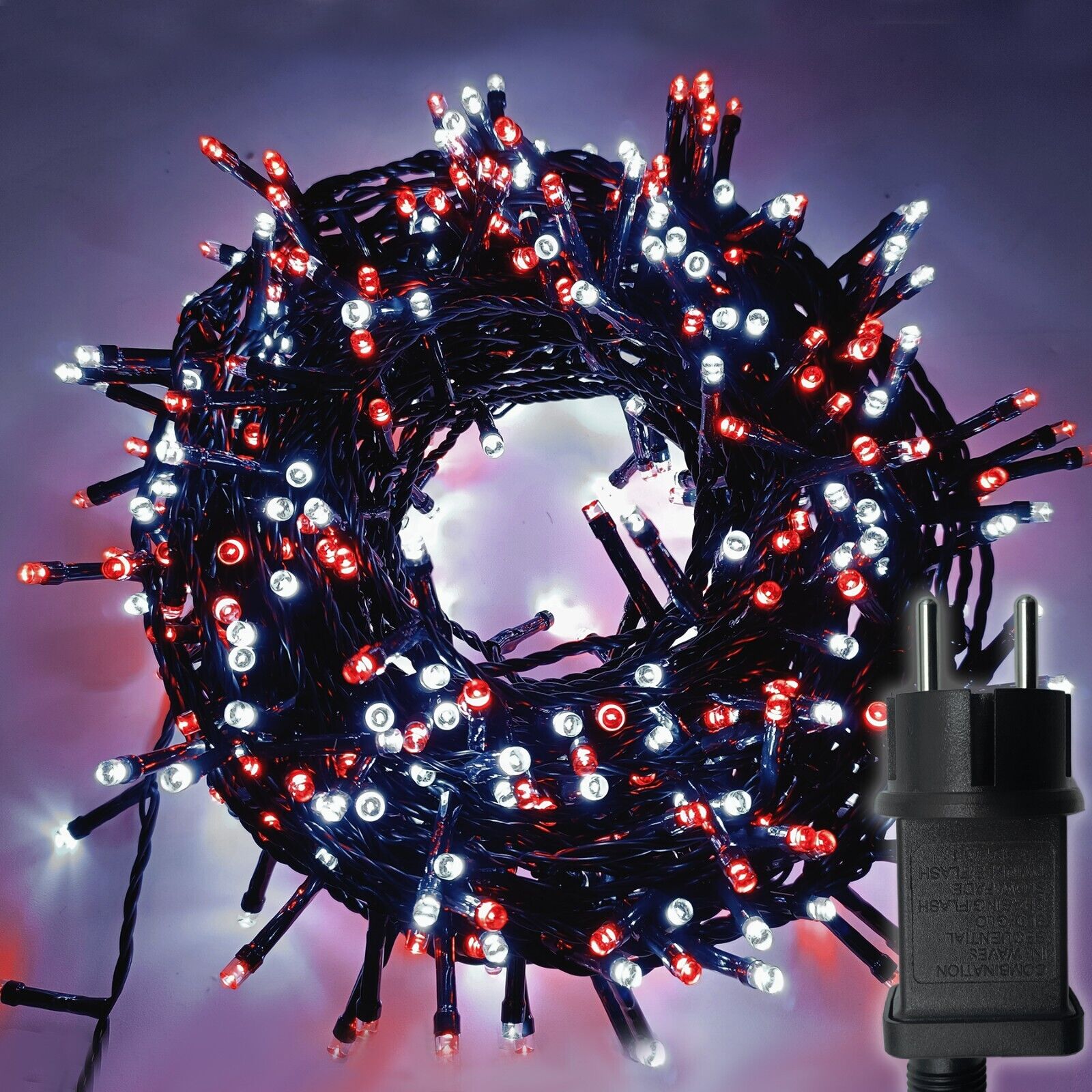 Confezione da 4 luci a LED da 240 m, funzionamento a batteria, filo di rame verde, luce bianca calda, luci natalizie per interni ed esterni, alberi, giardino, camera da letto, matrimoni, decorazioni