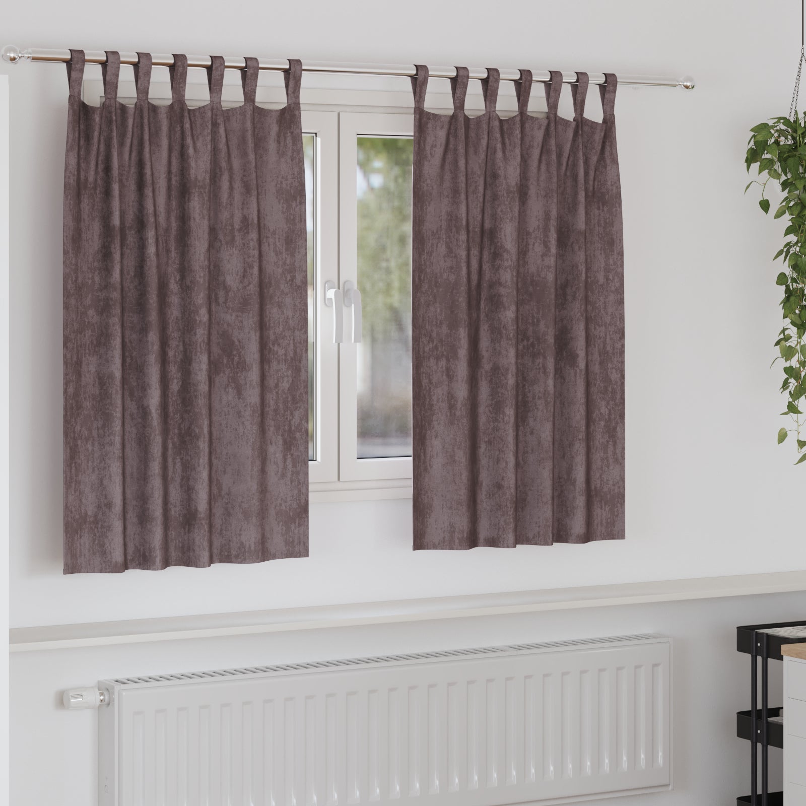 Zasłony z weluru z zasłonami 2 pcs Brązowy 140 x 140 cm Aksamit vidaXL