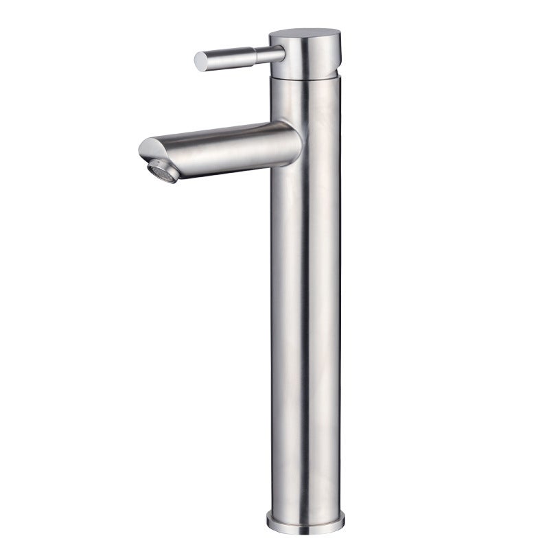 Pojedyncza zimna bateria umywalkowa, jednootworowa bateria ze stali nierdzewnej do umywalki łazienkowej, szczotkowany nikiel