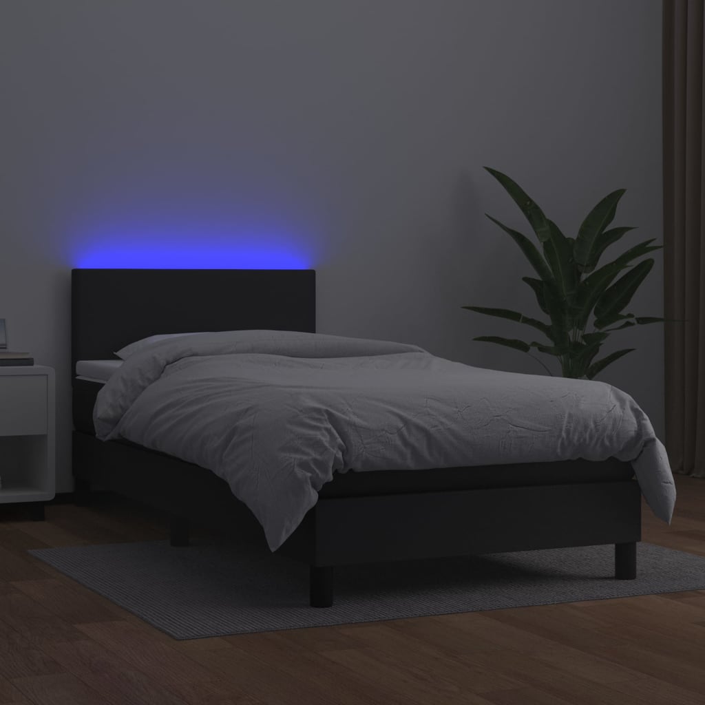Sommier à lattes de lit avec matelas et LED Noir 100x200cm vidaXL - 5