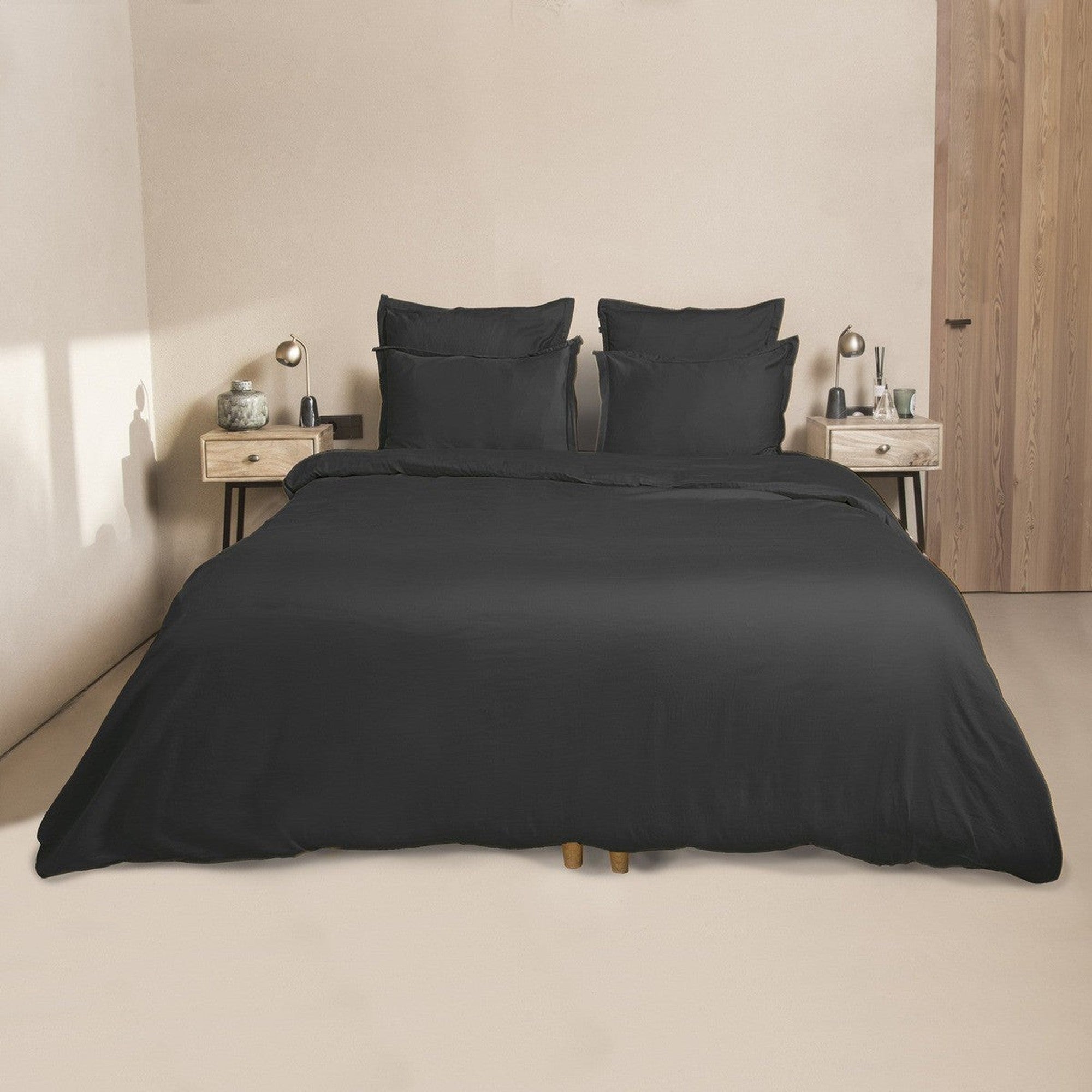 Housse de couette 200x200 satin de coton ardoise | Leroy Merlin
