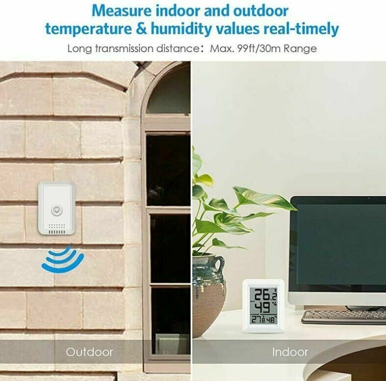 Thermomètre Intérieur et Extérieur, Thermomètre Connecté avec Capteur Extérieure sans Fil, Thermomètre Hygrometre Numérique avec Grand Ecran LCD - 3