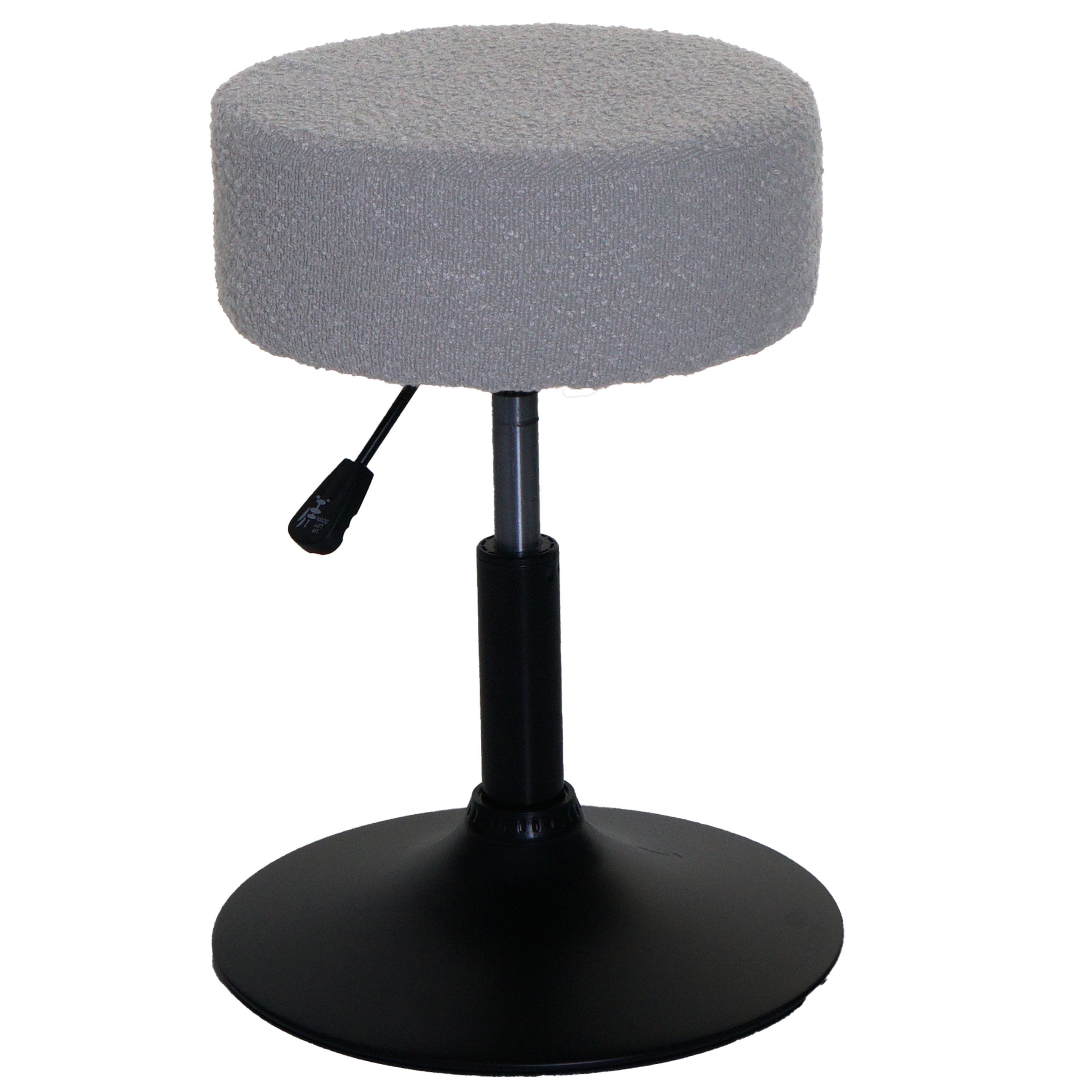 Taboret HWC-C22, taboret do makijażu, obrotowy z regulacją wysokości Ø 37cm tkanina bouclé (450g/m²) MVG ~ szary