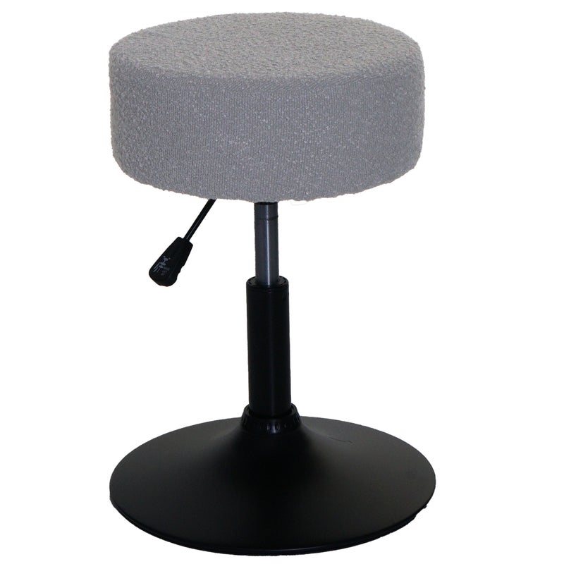 Taboret HWC-C22, taboret do makijażu, obrotowy z regulacją wysokości Ø 37cm tkanina bouclé (450g/m²) MVG ~ szary