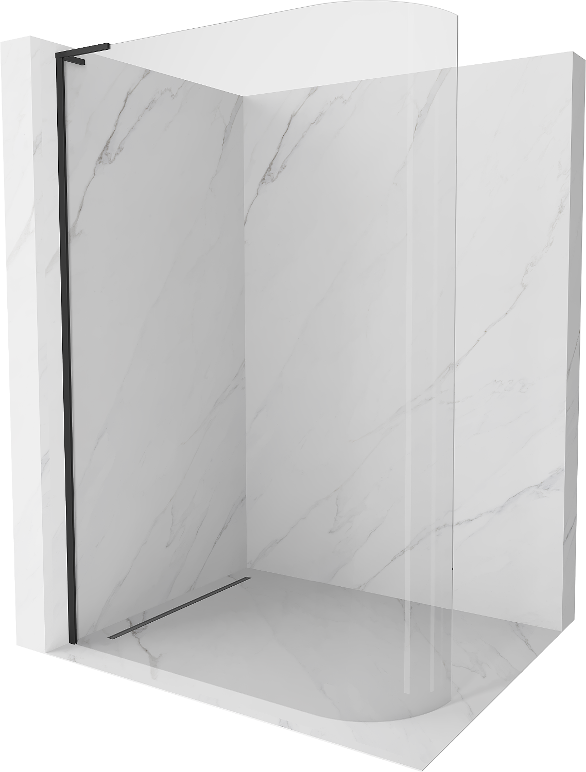 Mexen Kioto-R L ścianka prysznicowa zaokrąglona Walk-in 120 x 200 cm, transparent, czarna - 800-120-103-70-06