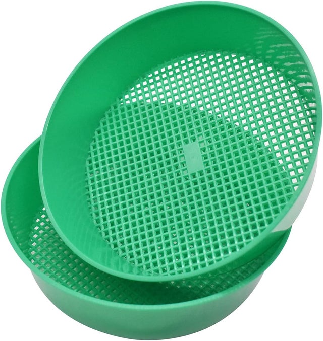 Lot de 2 tamis à sable, tamis de jardin ronds en plastique, filtres pour plantes succulentes, filtres à sable et gravier
