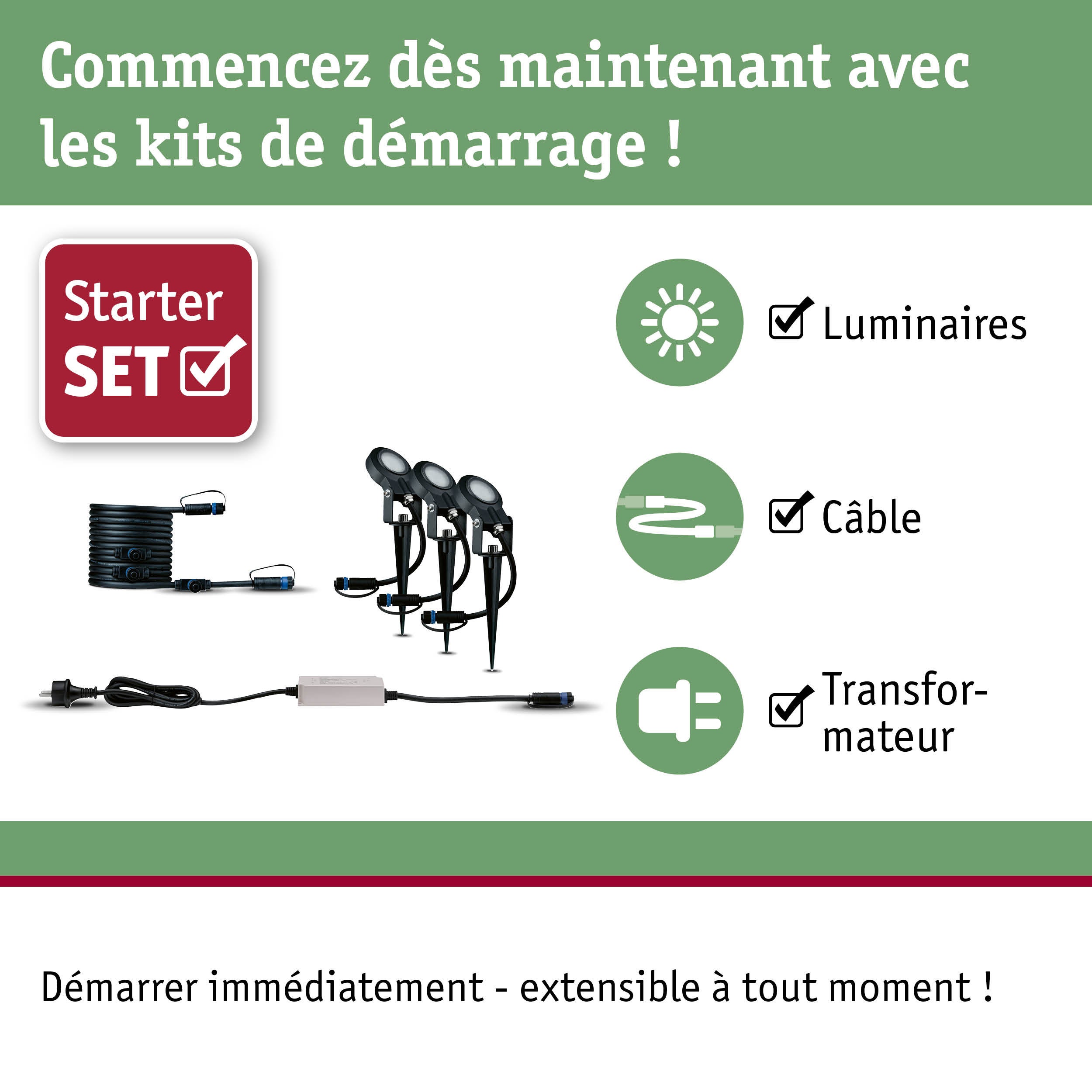 Plug & Shine Projecteur de jardin LED Sting Kit de base favorable aux insectes IP67 2200K 3x6,3W 75VA Anthracite - 5
