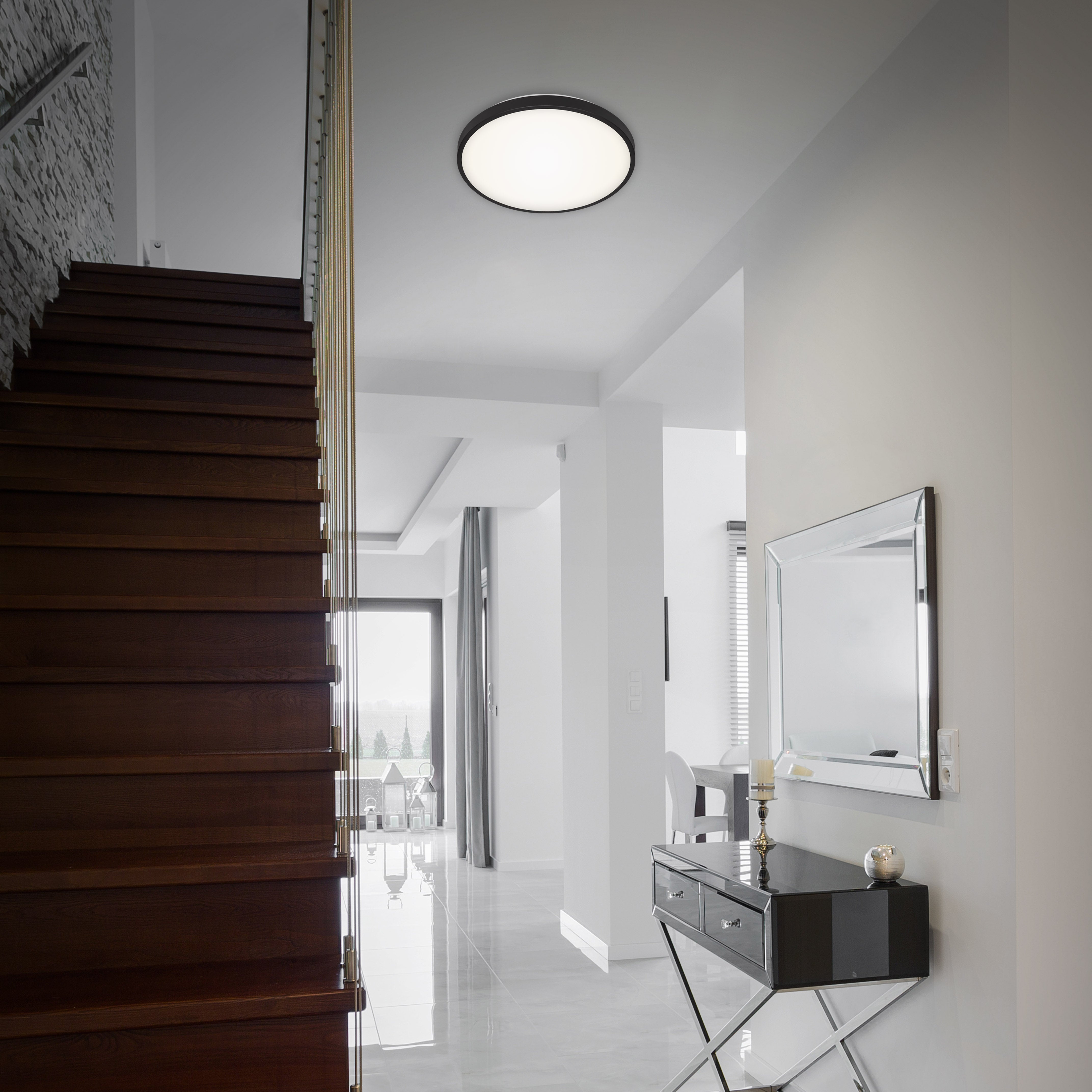 Plafonnier LED BRILONER LEUCHTEN MANNY, 24 W, 2200 lm, IP20, noir-blanc, plastique-métal, Ø 38,5 cm - 4