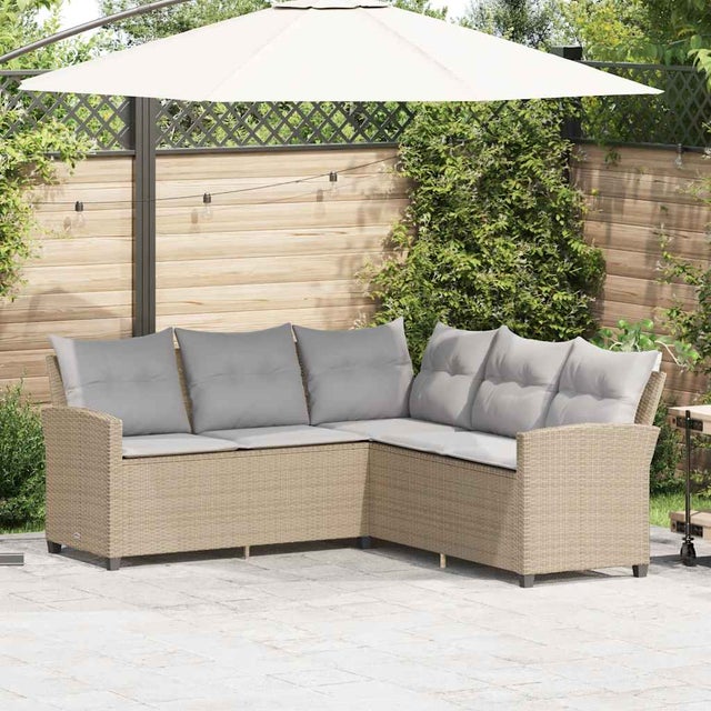 Canapés en forme de L avec coussins beige résine tressée vidaXL