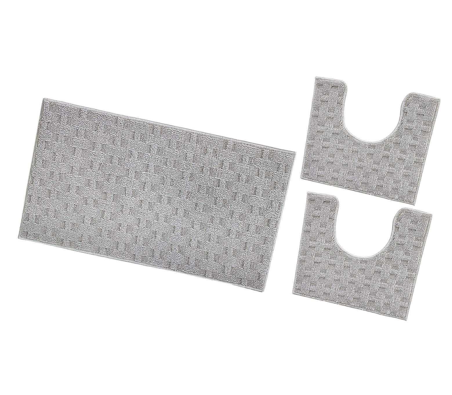 Dywanik łazienkowy 3D Miękki Spleciony Chłonny Antypoślizgowy Zmywalny Dywanik Nocny Zestaw 3-Częściowy Szary