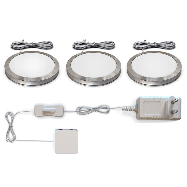 Lot 6 Spots LED Sous Meuble Cuisine – 12 W Blanc Chaud 2700K, Ultra Mince, Interrupteur, 6 Spots 1200 Lm