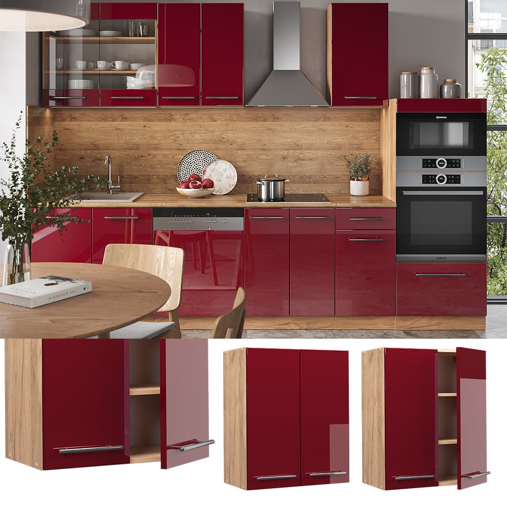Vicco Elément haut de cuisine Fame-Line, Rouge bordeaux Haute brillance, 60cm - 2