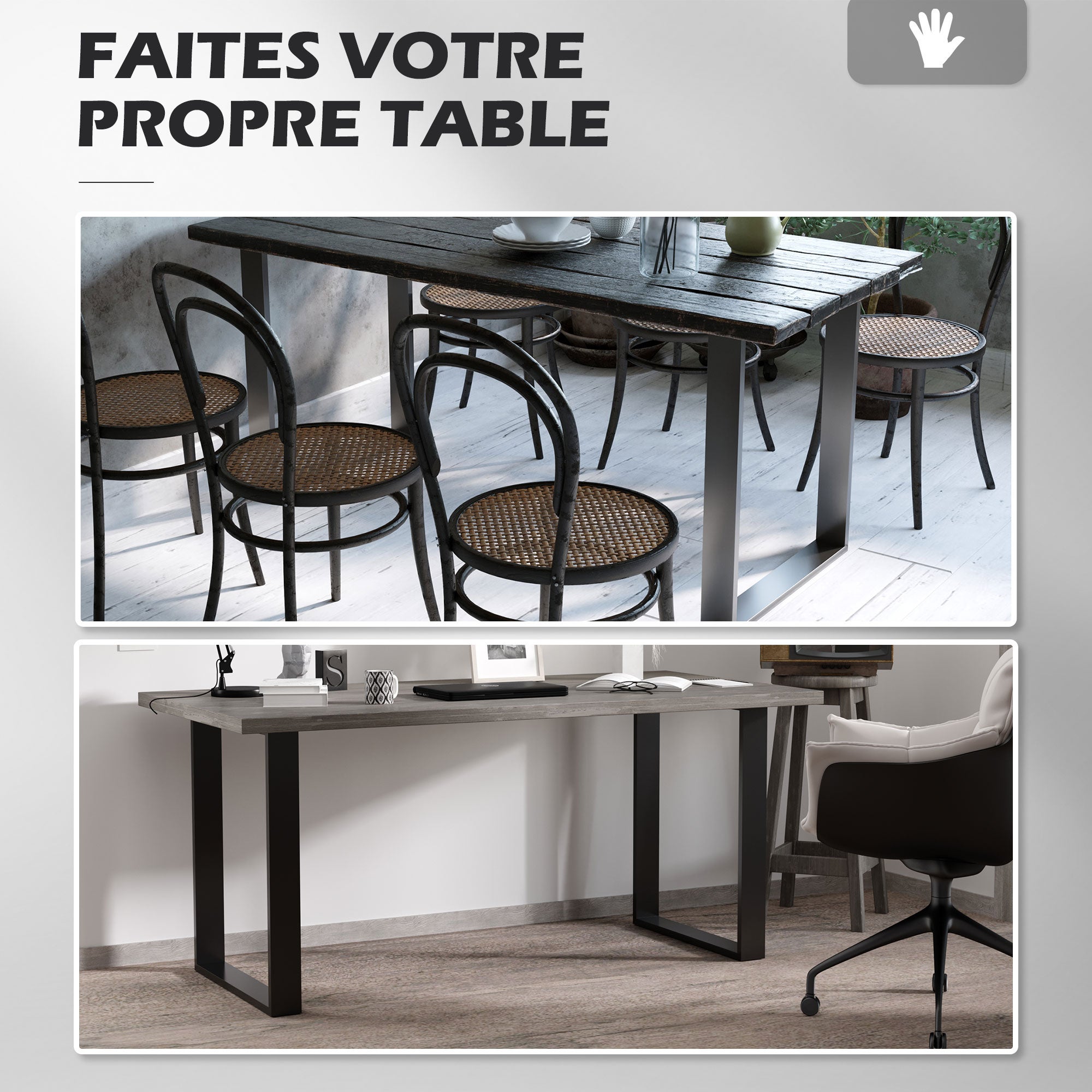 Pieds de table Acier HOMCOM - 7