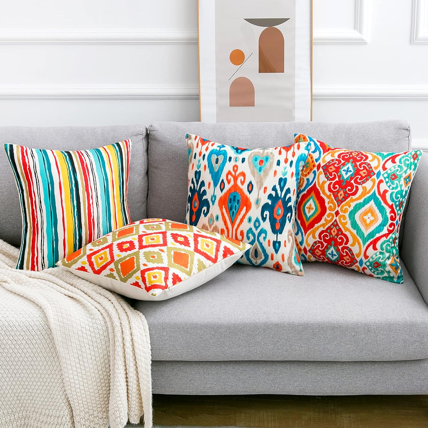 Housses de Coussin Lin, Lot de 4, Décoratives et Colorées, Parfaites pour Salon, Chambre ou Bureau - 2
