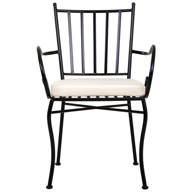 Poltrona in ferro battuto nero con cuscino 58x54x88h cm Leroy Merlin