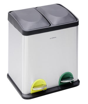 MSV Cubo Con Pedal Eco (40 L, Acero Inoxidable, Acero Inoxidable/Negro