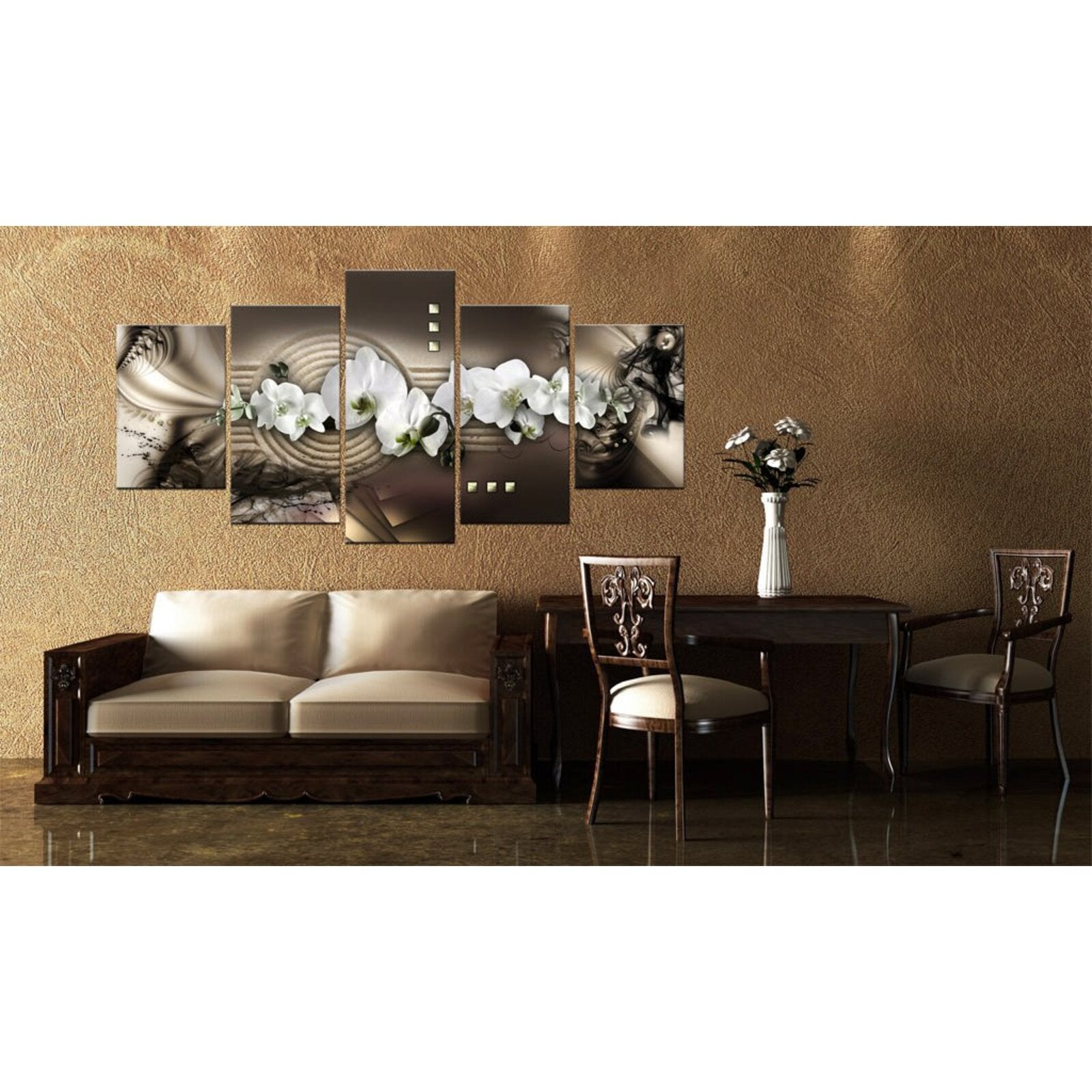 Tableau sable, orchidée, zen - 200 x 100 cm - 2